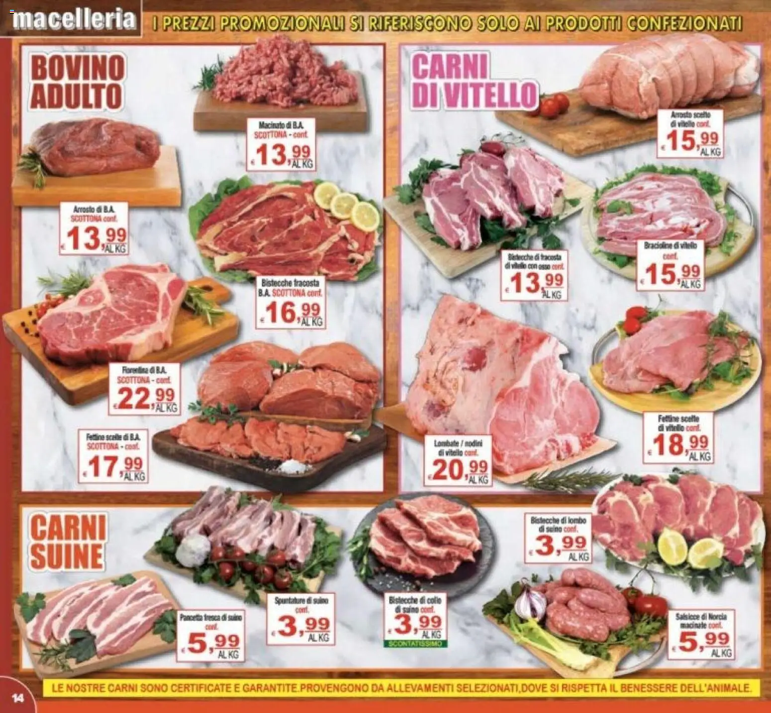 Volantino CTS del 27.03.2026 | Pagina: 14 | Prodotti: Bovino, Arrosto, Pancetta, Suino