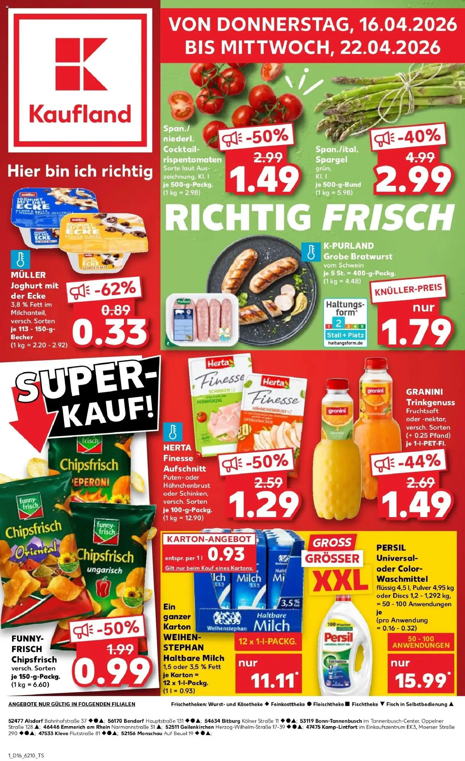 Kaufland Prospekt Alsdorf	 – gültig ab 16.04.2026 | Seite: 1 | Produkte: Spargel, Fisch, Herta finesse, Persil