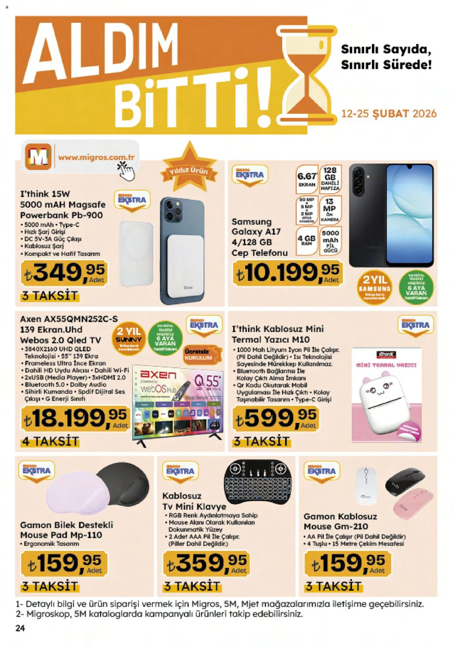 Migros Katalog - Migroskop - 12.02.2026 tarihinden itibaren geçerlidir | Sayfa: 122 | Ürünler: TV, Yazıcı, Klavye, Uydu