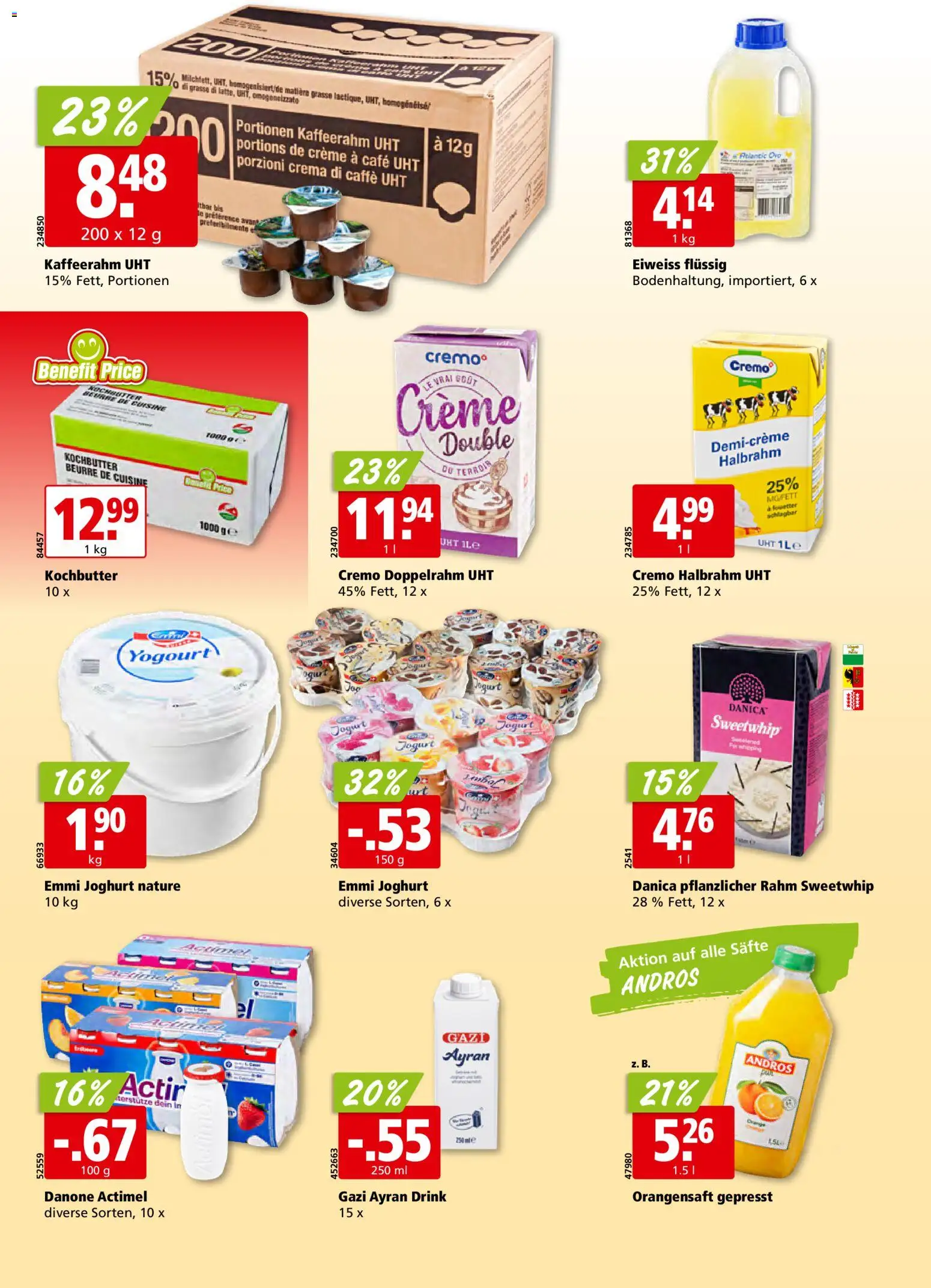 Aligro Aktionen – gültig ab 01.12.2025 | Seite: 14 | Produkte: Actimel, Orangensaft, Joghurt, Creme