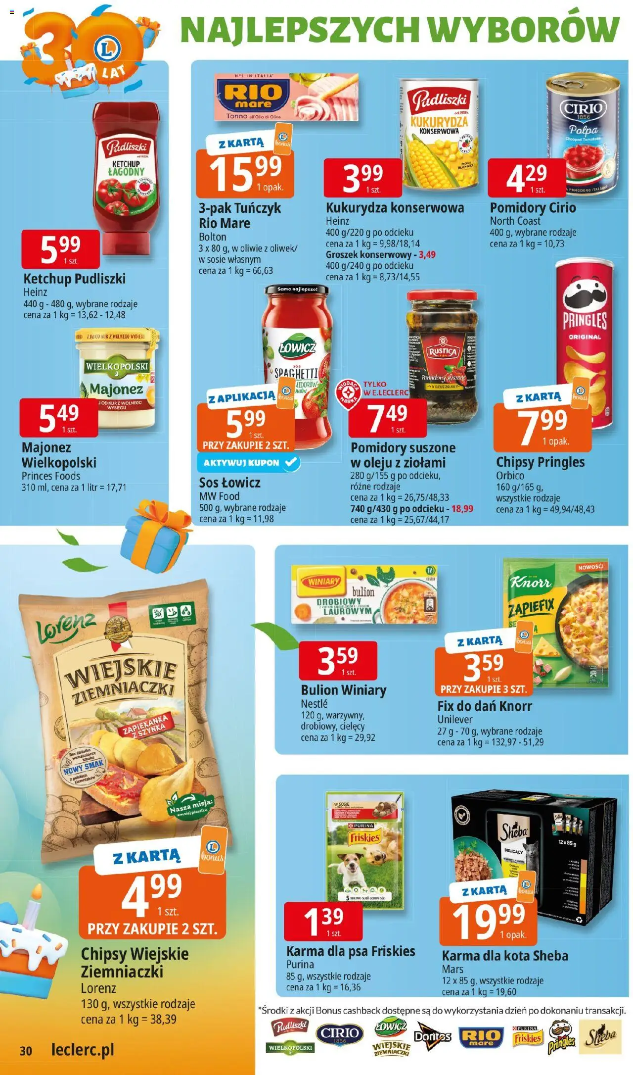 E.Leclerc Gazetka - Wrocław od 14.10.2025 | Strona: 30 | Produkty: Ketchup, Tuńczyk, Karma dla kota, Pomidory