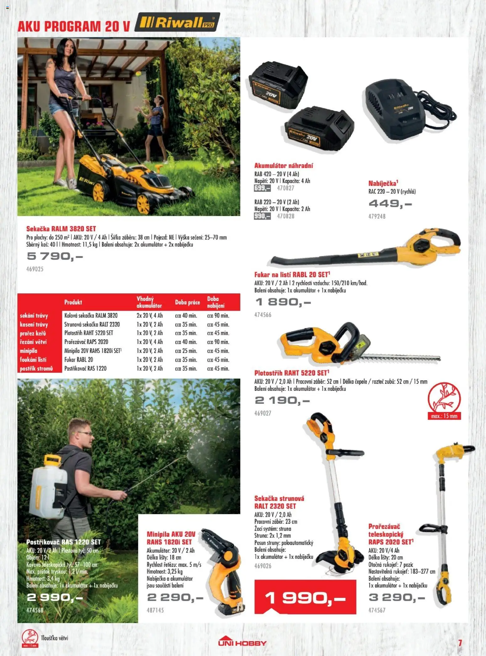 Uni Hobby katalog - Zahradní technika 2026 od 13.03.2026 | Strana: 7 | Produkty: Strunová sekačka, Sekačka, Koš, Postřikovač