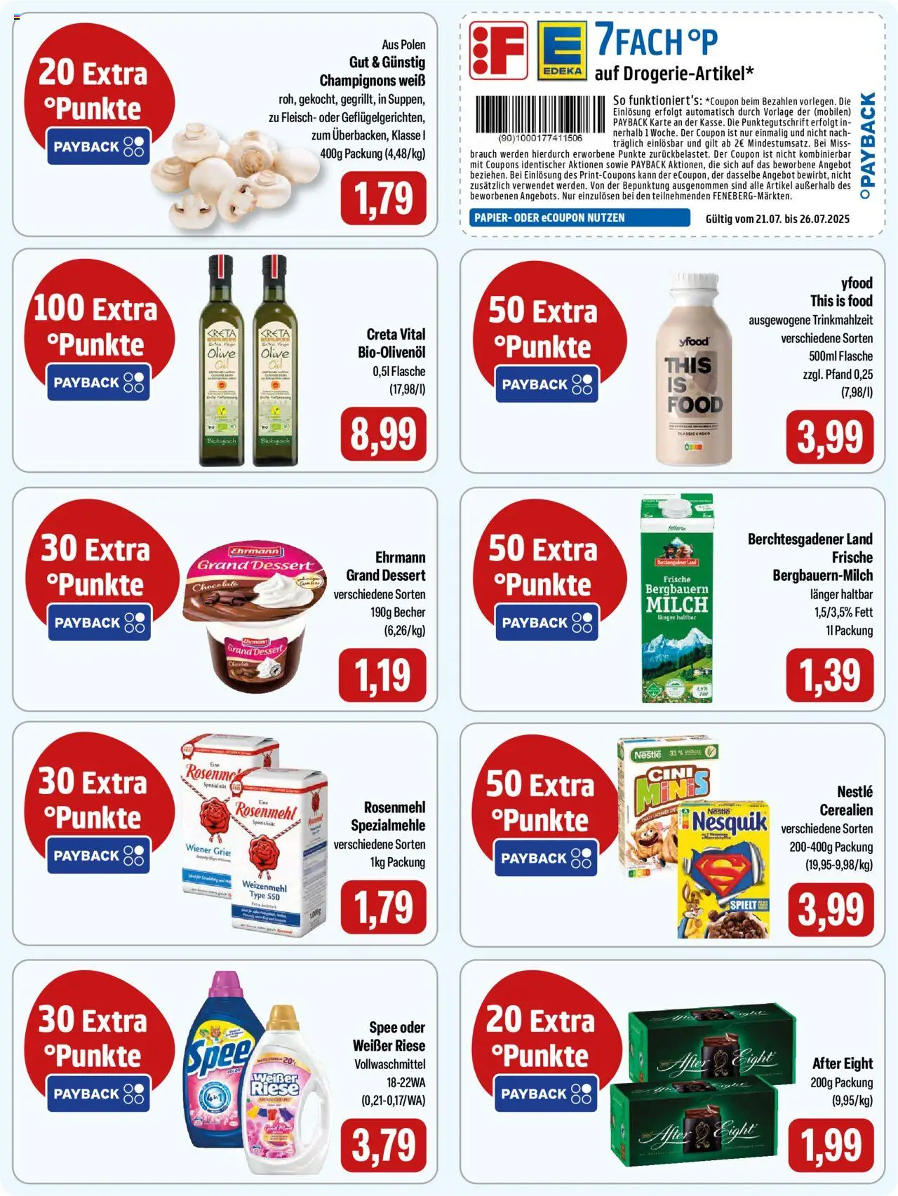 Feneberg Angebote - gültig ab dem 24.07.2025 | Seite: 9 | Produkte: Milch, Champignons, Spee, Fleisch