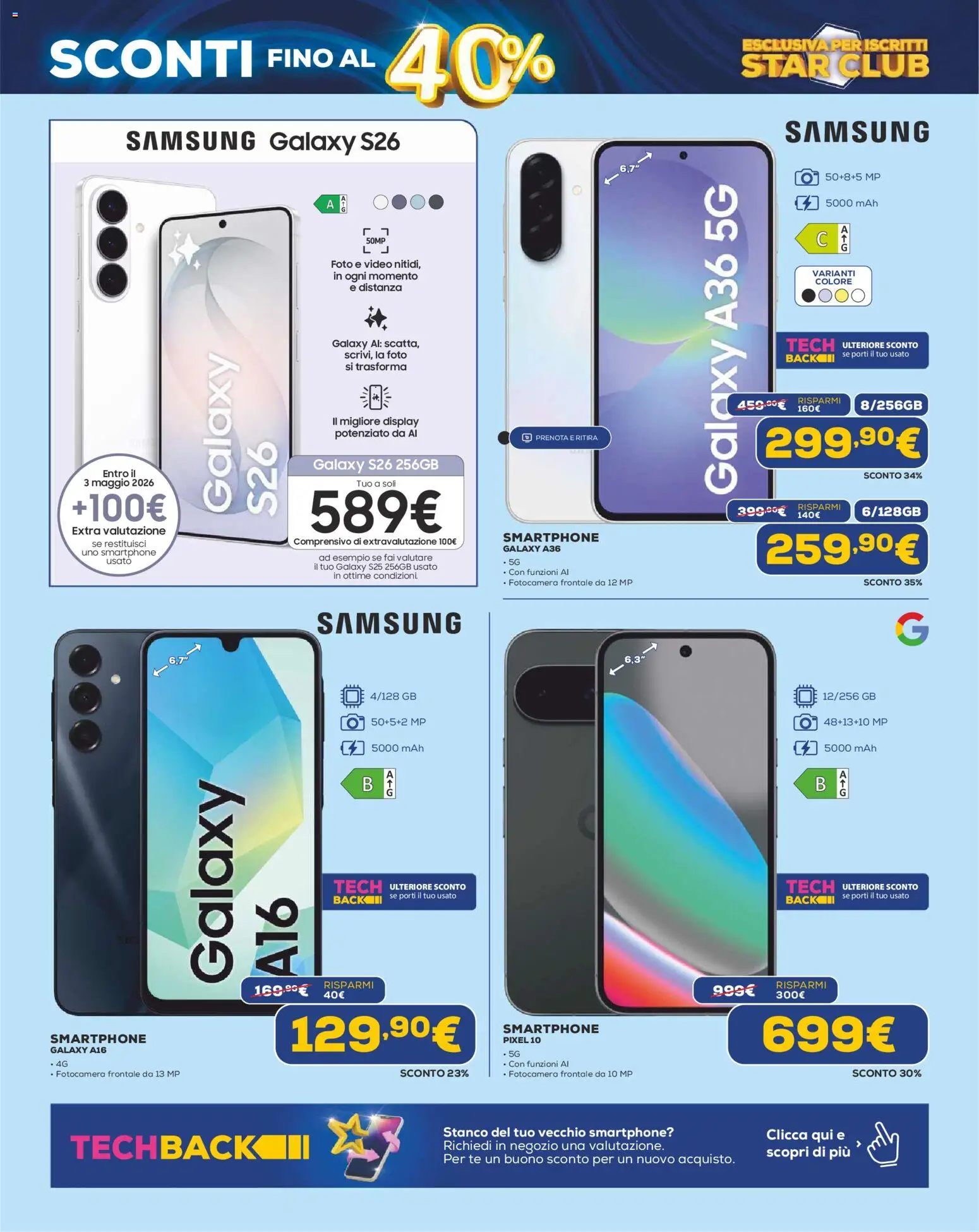 Volantino Euronics del 23.04.2026 | Pagina: 22 | Prodotti: Tè, Smartphone, Video, Samsung