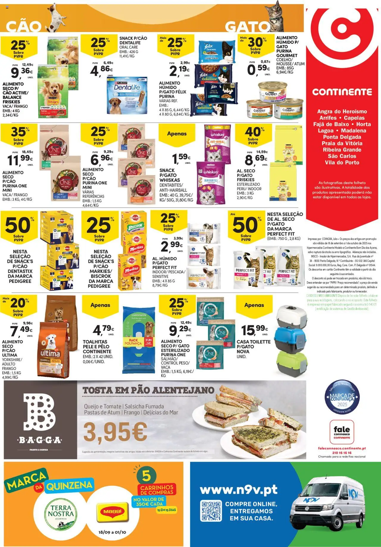 Continente - Açores │ válido de 18.09.2025 | Página: 28 | Produtos: Atum, Salsicha, Queijo, Pão