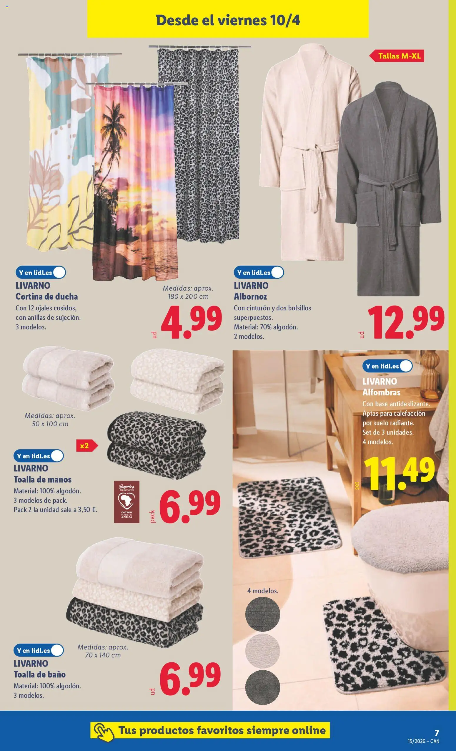 Lidl folleto de bazar │ válido desde el 06.04.2026 | Página: 13 | Productos: Toalla de manos, Toalla de baño, Baño, Ducha