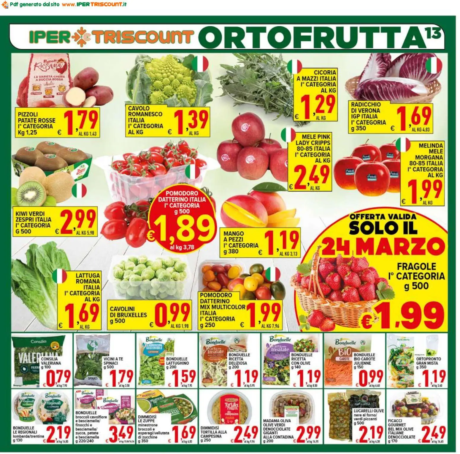 Volantino Ipertriscount del 17.03.2026 | Pagina: 13 | Prodotti: Valeriana, Mele, Cavolfiore, Forno