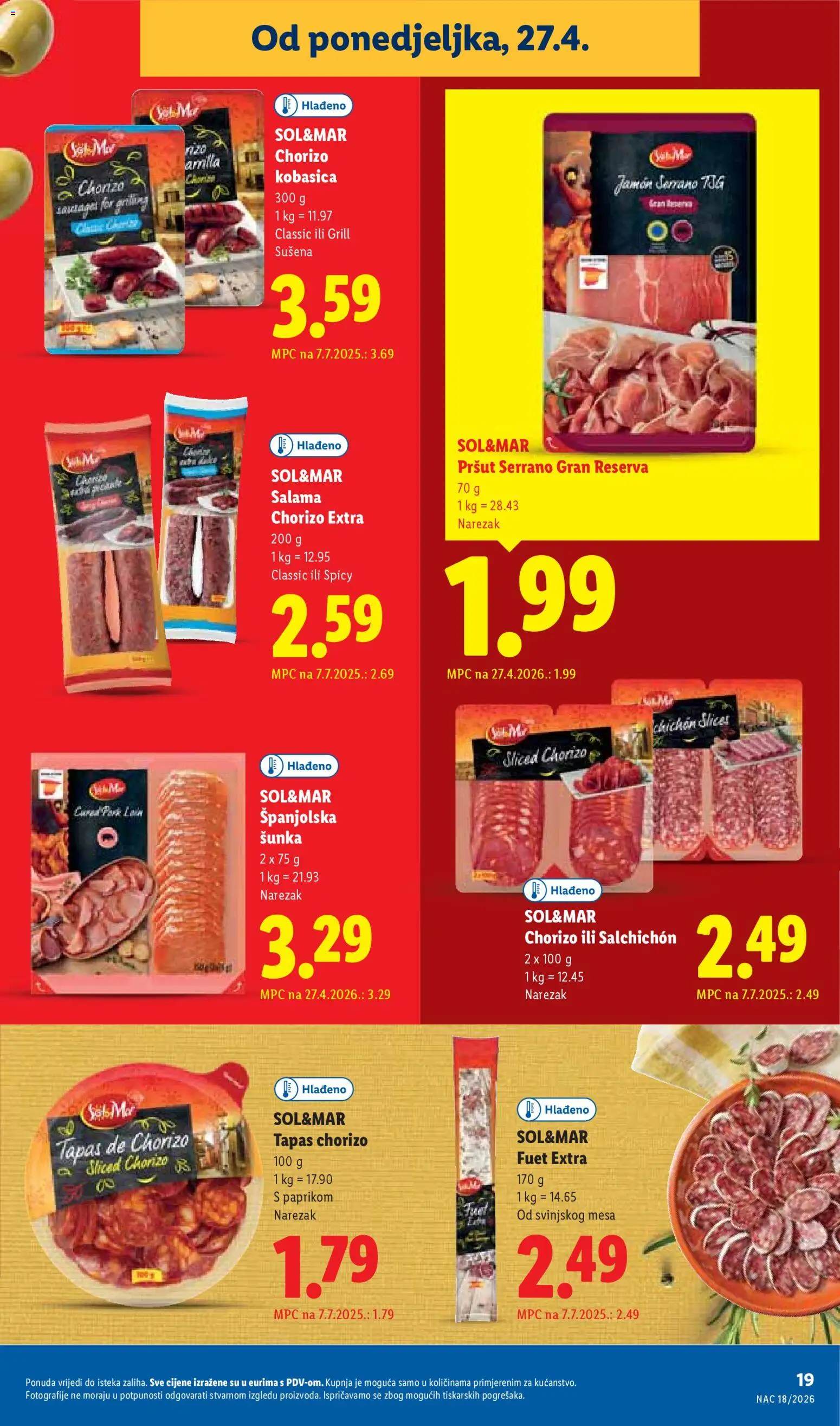 Lidl katalog | vrijedi od 27.04.2026 | Stranica: 19 | Proizvodi: Salama, Šunka, Narezak, Kobasica