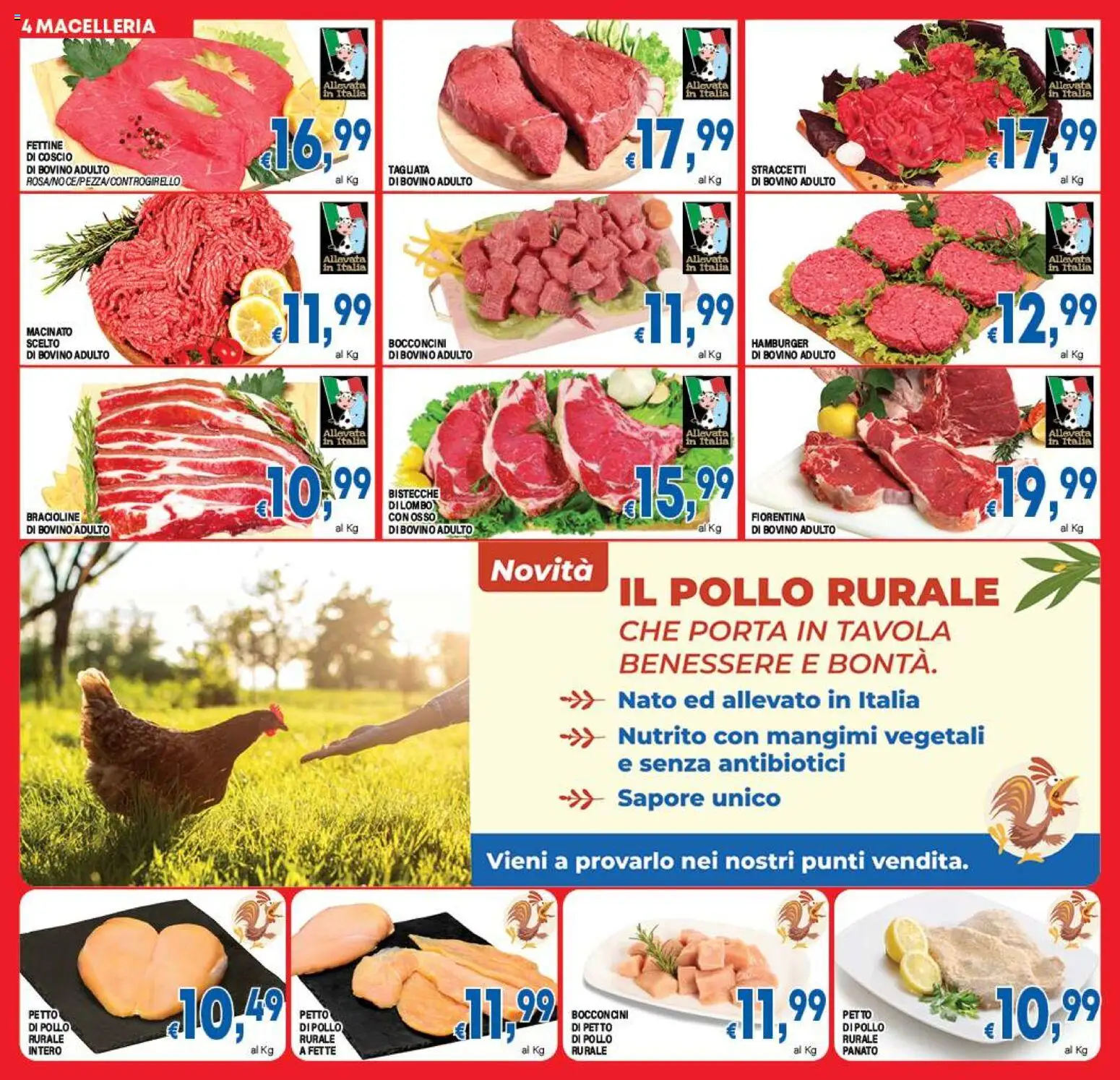Volantino DEM del 29.10.2025 | Pagina: 4 | Prodotti: Bovino, Petto di Pollo, Hamburger, Macinato