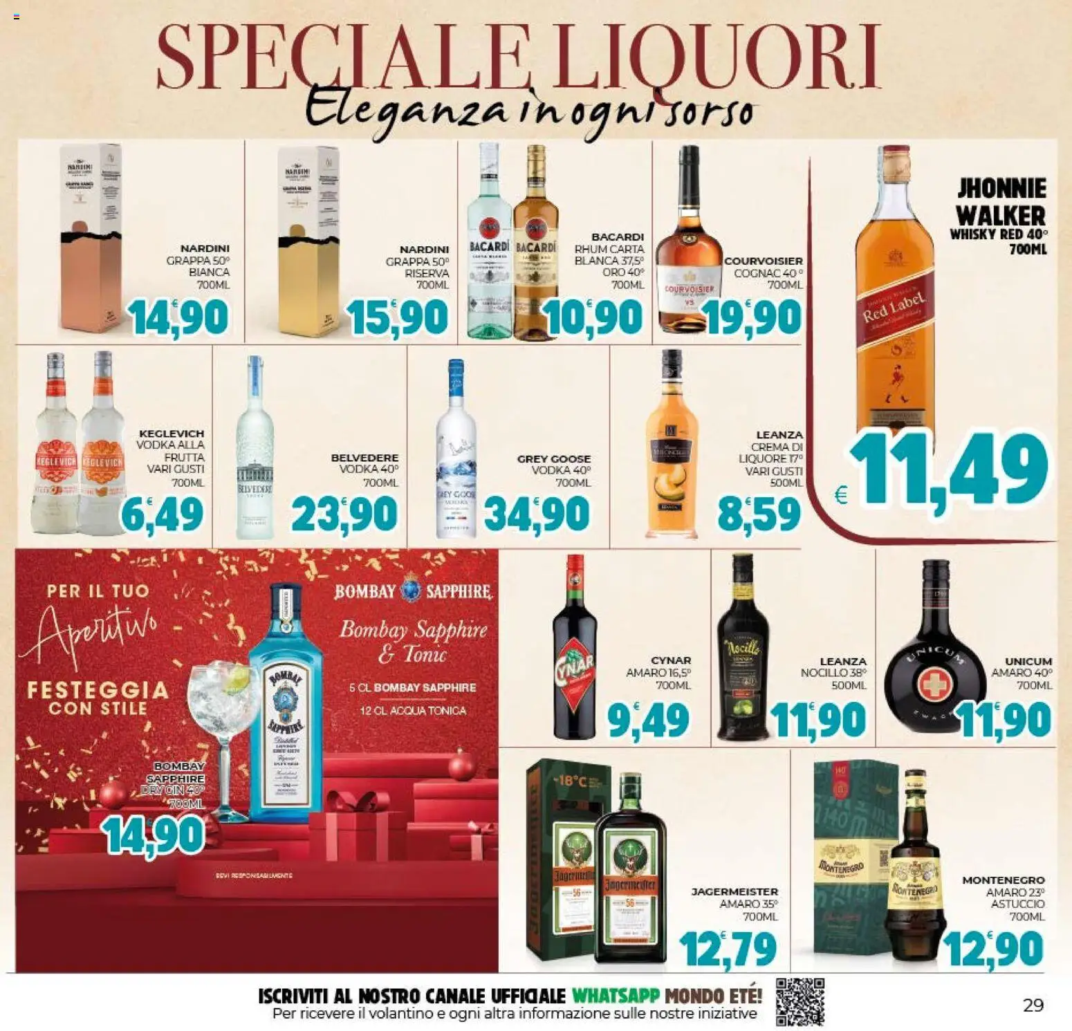Volantino Eté del 27.12.2025 | Pagina: 29 | Prodotti: Crema, Acqua tonica, Whisky, Liquore