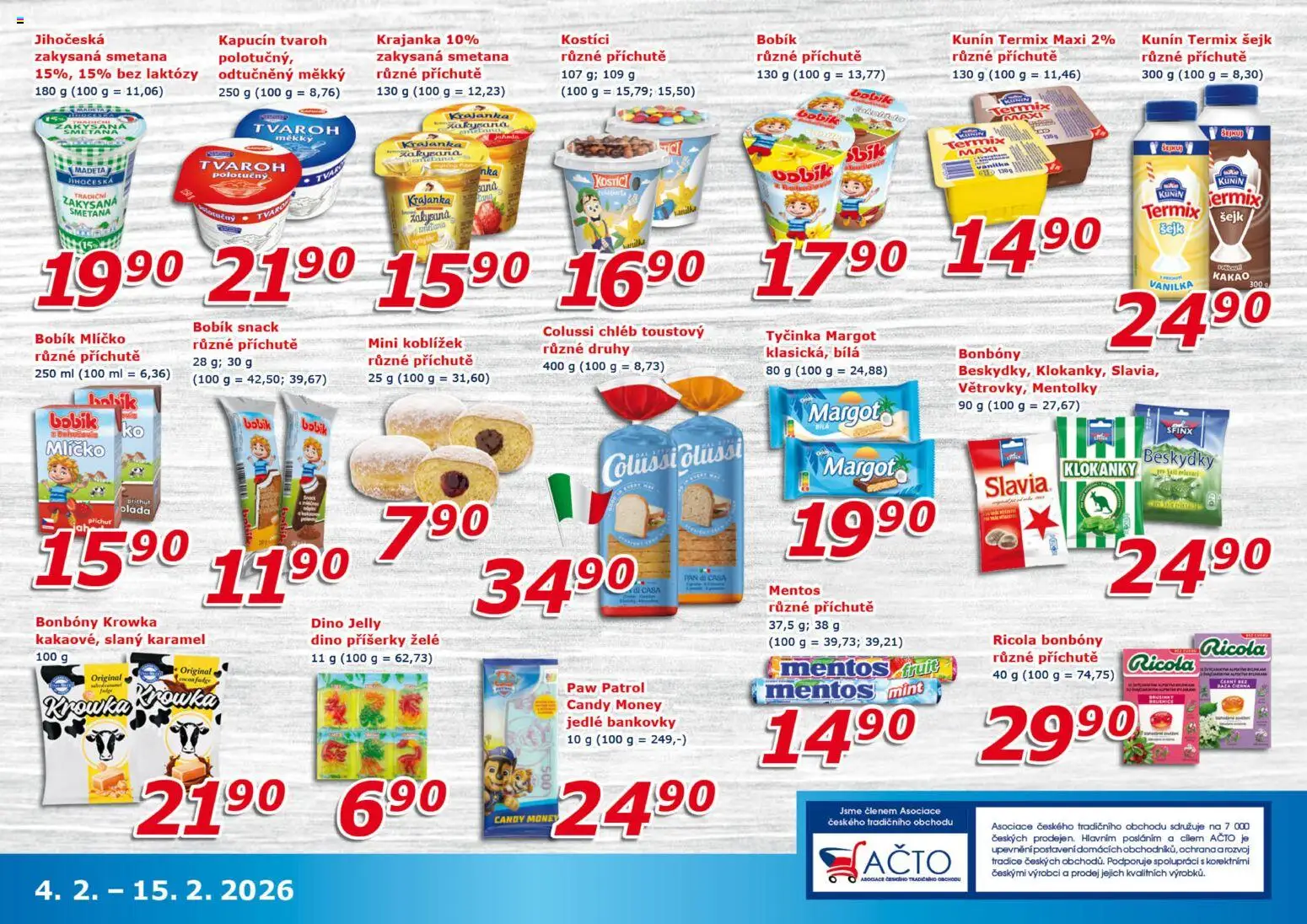 Eso market leták od 04.02.2026 | Strana: 5 | Produkty: Kostici, Smetana, Bonbóny, Kakao