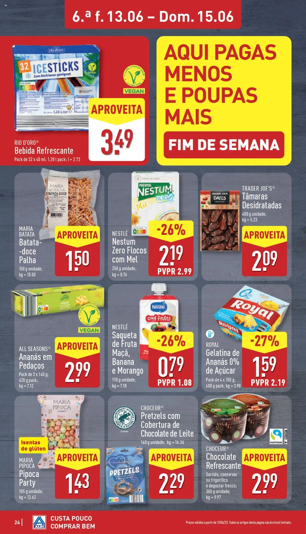Aldi folheto │ válido de 09.06.2025 | Página: 24 | Produtos: Batata, Gelatina, Leite, Tâmaras