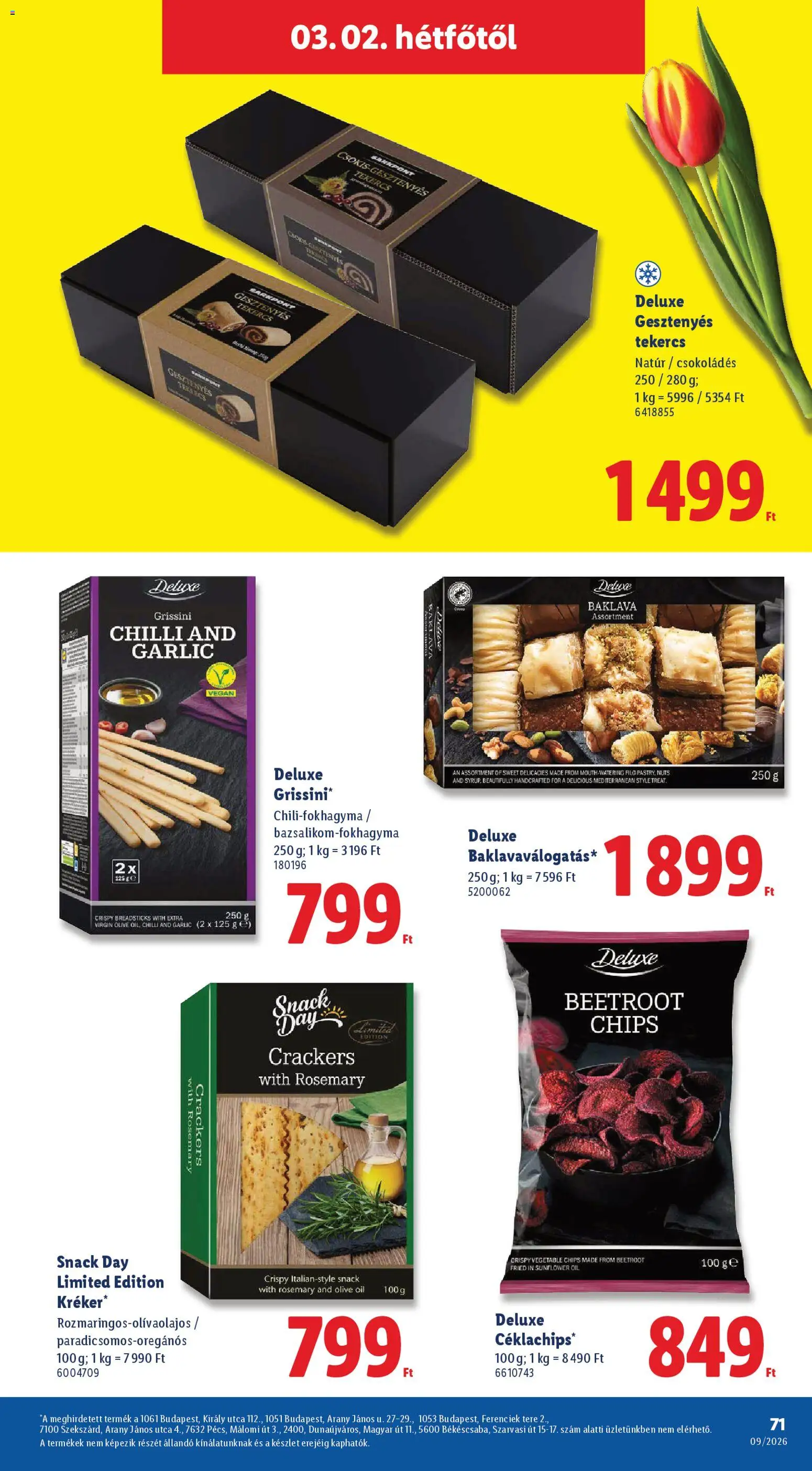 Lidl akciós ujság - amely érvényes a következő dátumtól: 26.02.2026 | Oldal: 71 | Termékek: Chips, Grissini, Vegán