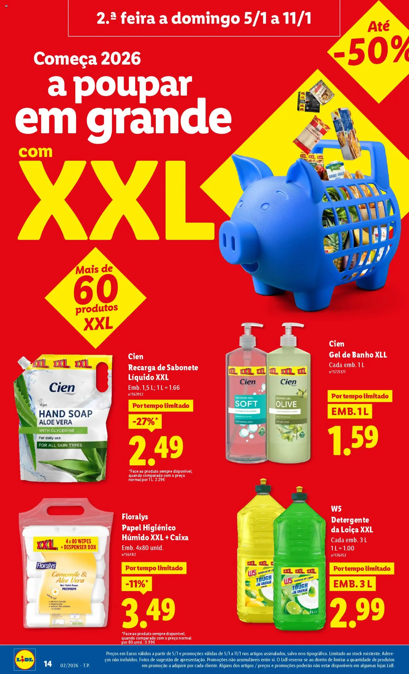 Lidl folheto │ válido de 05.01.2026 | Página: 14 | Produtos: Gel de banho, Detergente, Sabonete, Banho