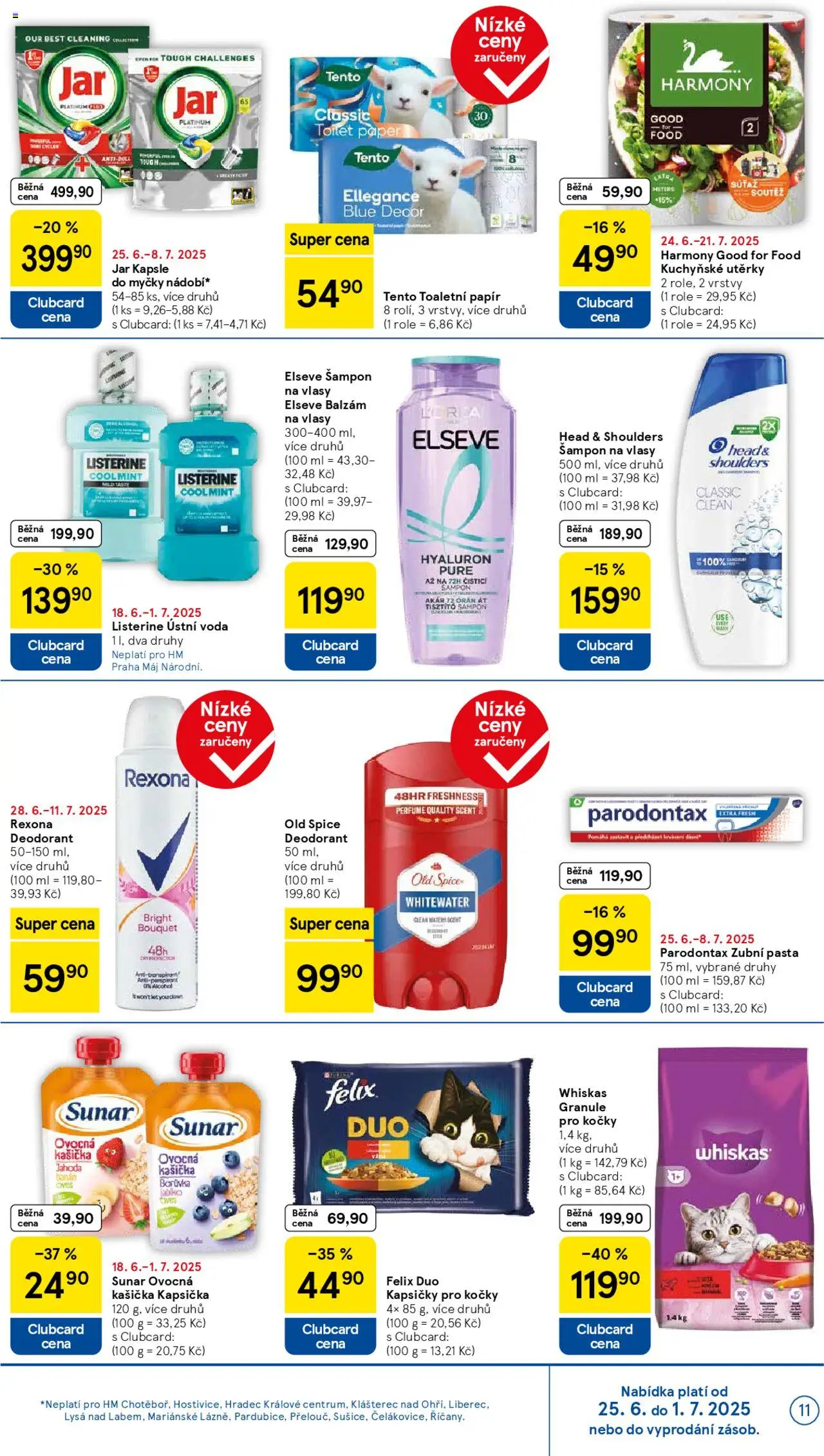 Tesco leták - Hypermarket od 25.06.2025 | Strana: 11 | Produkty: Felix, Zubní pasta, Utěrky, Rexona