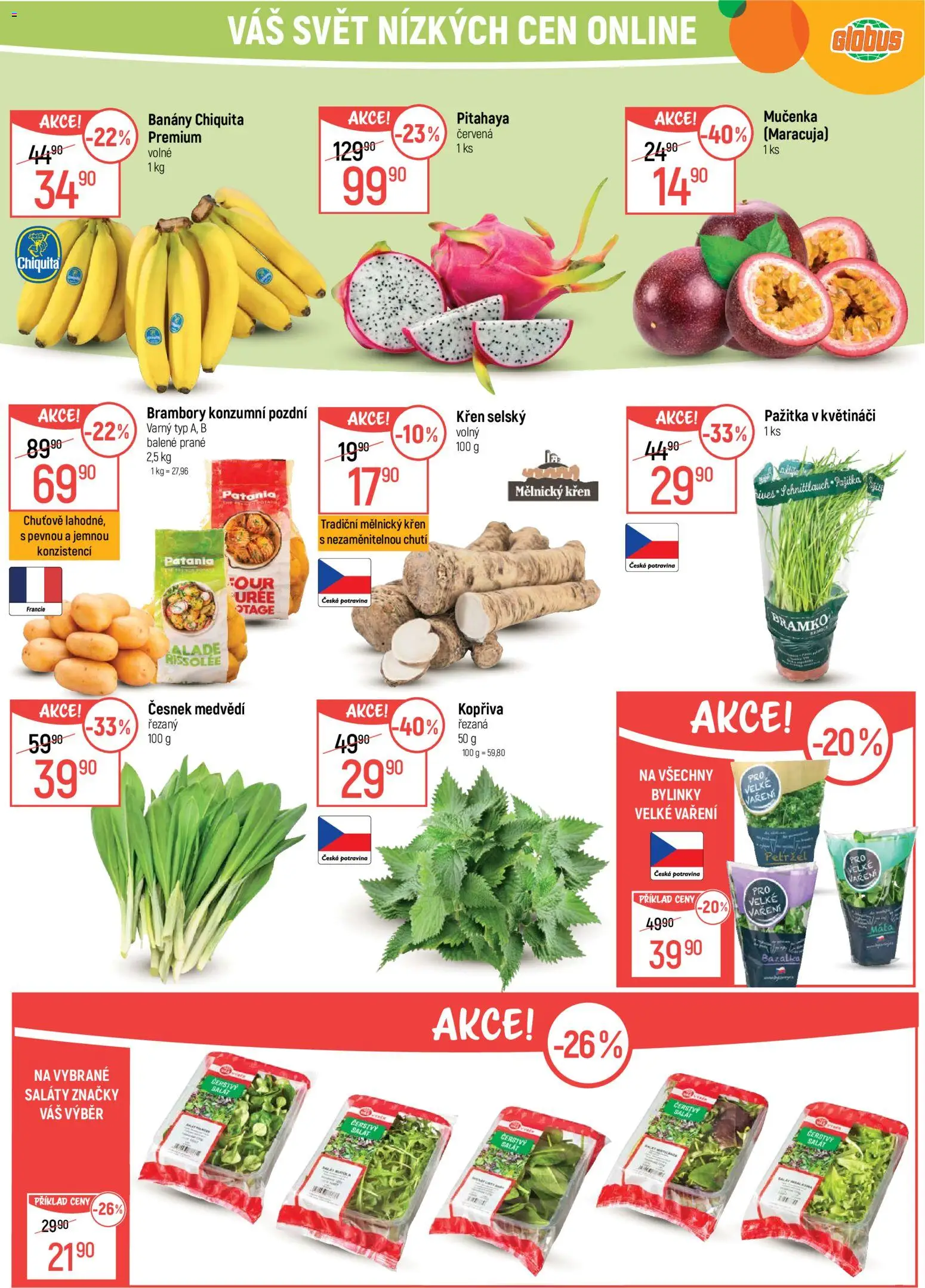 Globus leták - Trmice od 01.04.2026 | Strana: 9 | Produkty: Banány, Salát, Brambory, Česnek