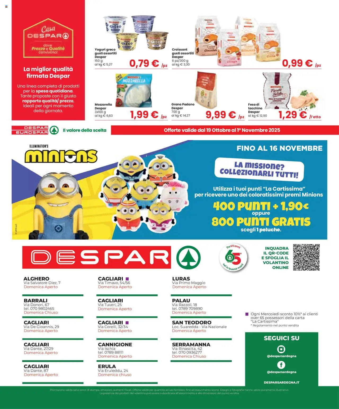 Volantino Despar del 16.10.2025 | Pagina: 4 | Prodotti: Peluche, Yogurt, Mozzarella, Grana Padano