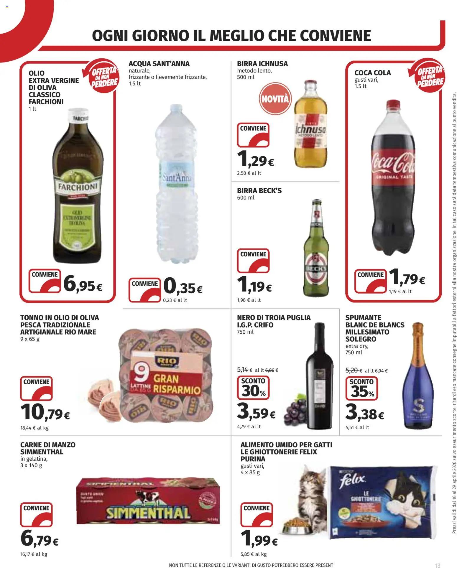 Volantino COOP del 16.04.2026 | Pagina: 13 | Prodotti: Birra, Acqua, Spumante, Tonno