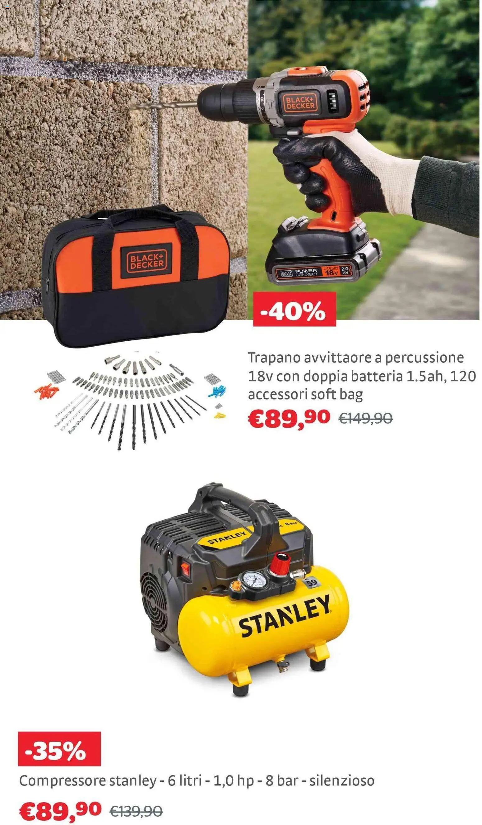 Volantino Brico Center del 04.12.2025 | Pagina: 16 | Prodotti: Compressore, Trapano, Batteria