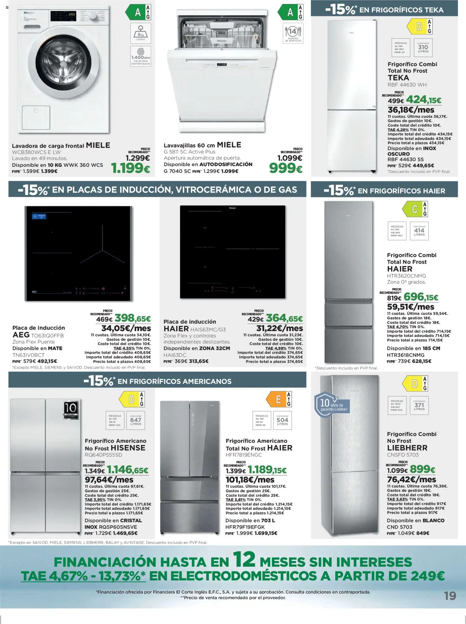 El Corte Inglés ofertas │ válido desde el 05.03.2026 | Página: 19 | Productos: Lavadora, Lavavajillas, Combi