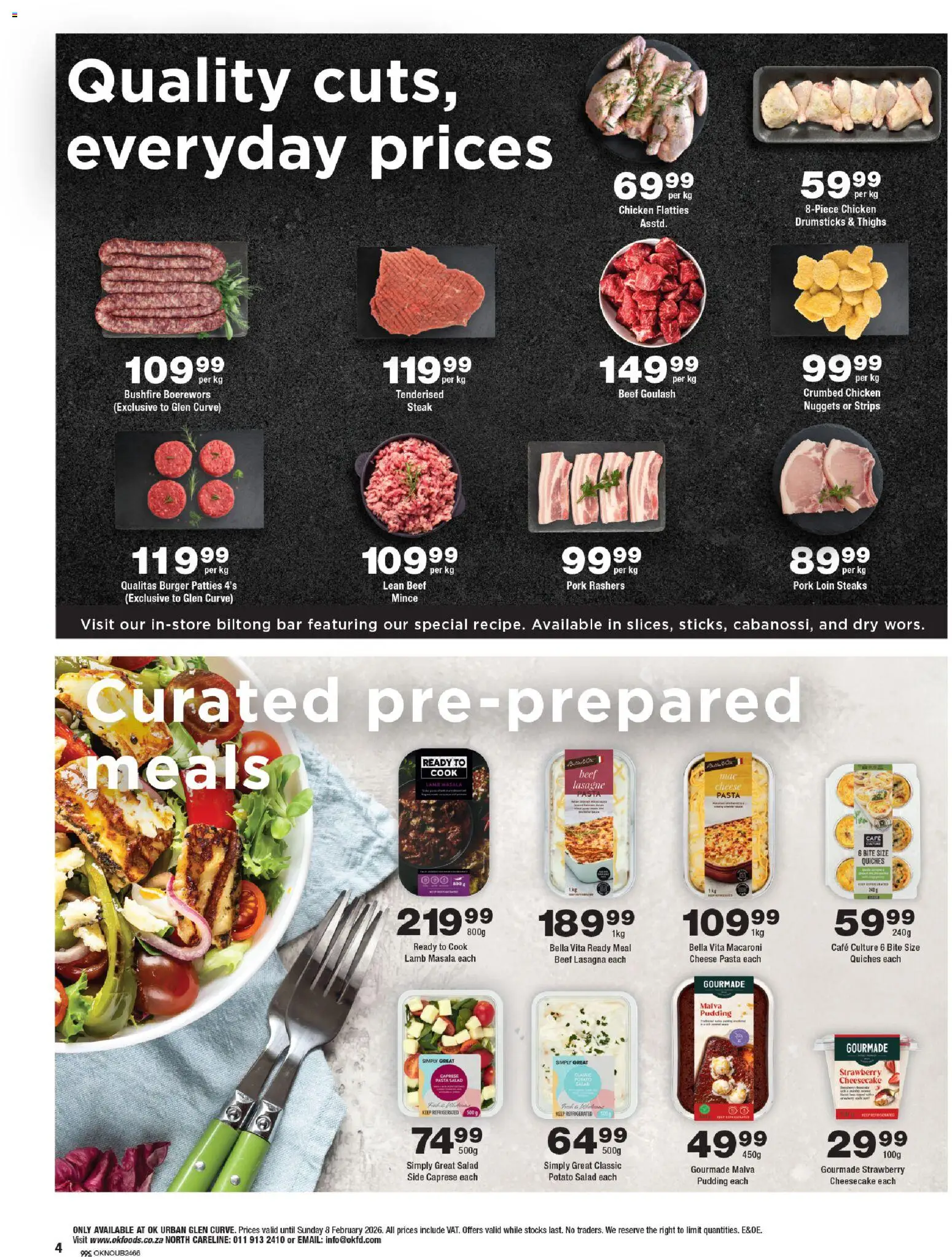 New OK Foods catalogue – valid from 21.01.2026 | Page: 4 | Products: Steak, Boerewors, Cheese, Chicken