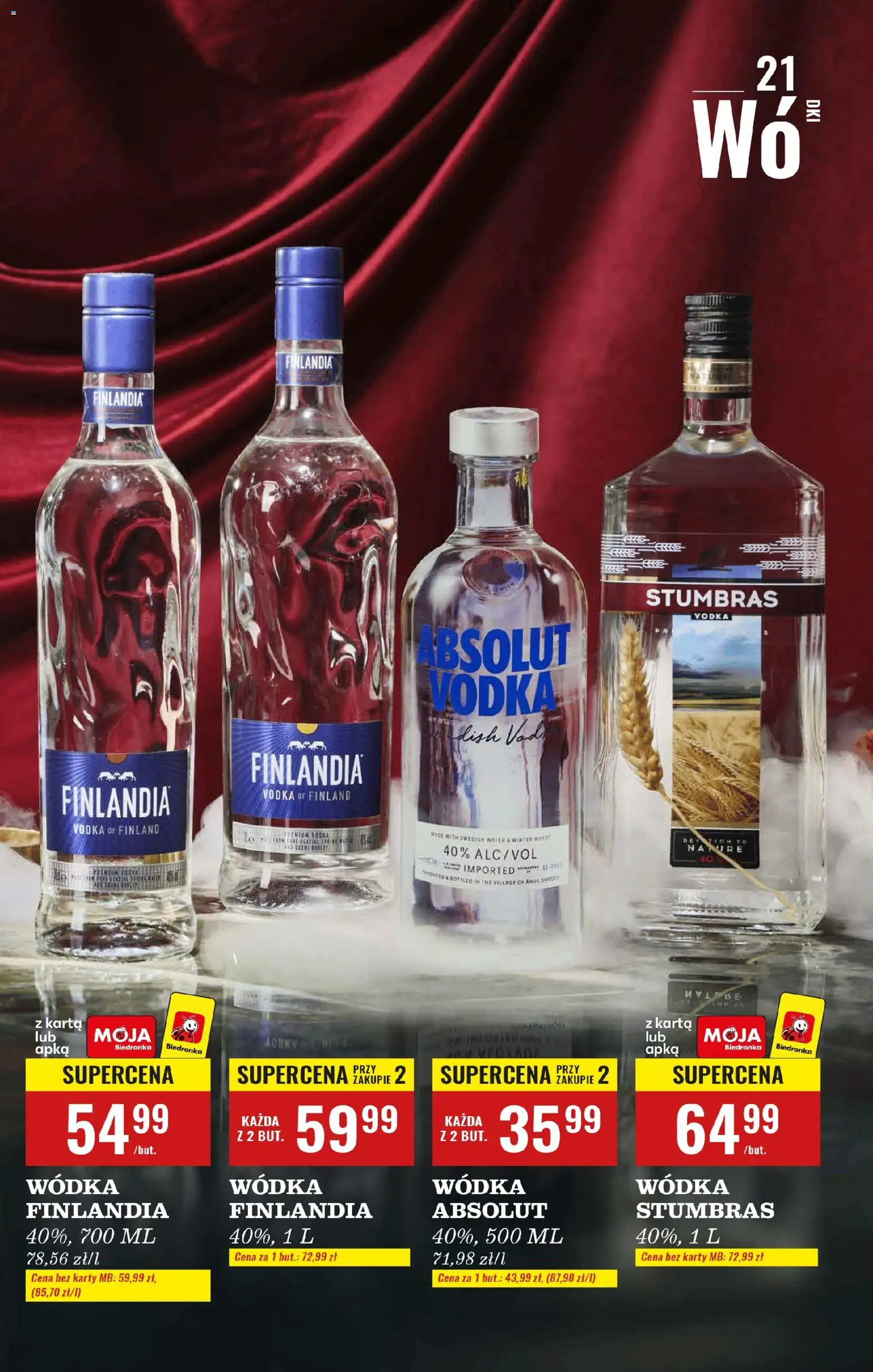 Biedronka gazetka - Czas na toast od 17.11.2025 | Strona: 21 | Produkty: Wódka Absolut, Wódka Stumbras, Vodka, Wódka