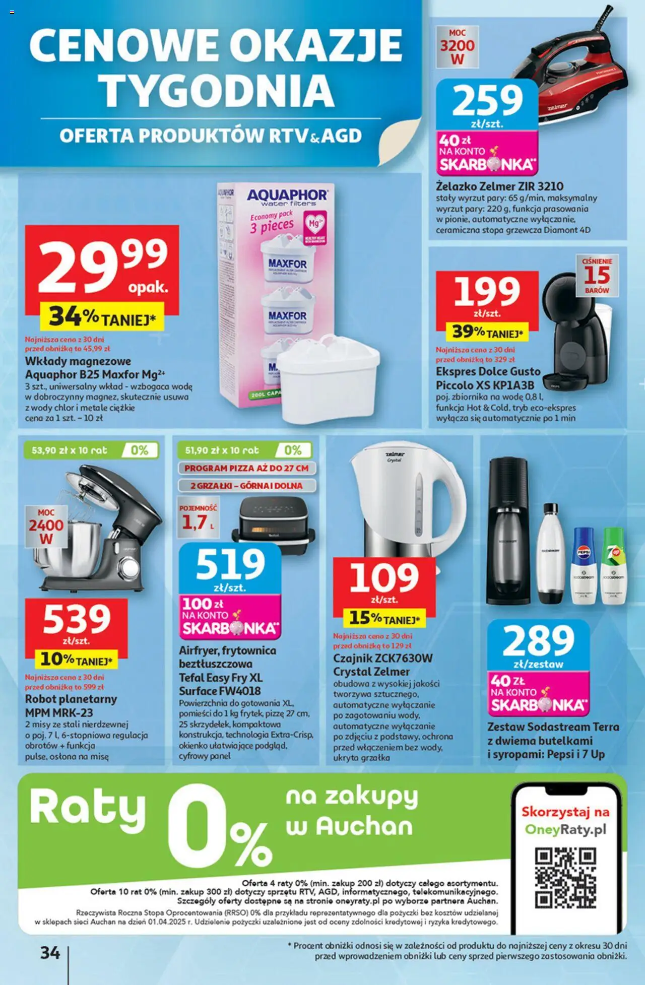 Auchan Gazetka - Pewność niskich cen Hipermarket od 11.09.2025 | Strona: 34 | Produkty: Pepsi, Robot, Dolce Gusto, Sodastream