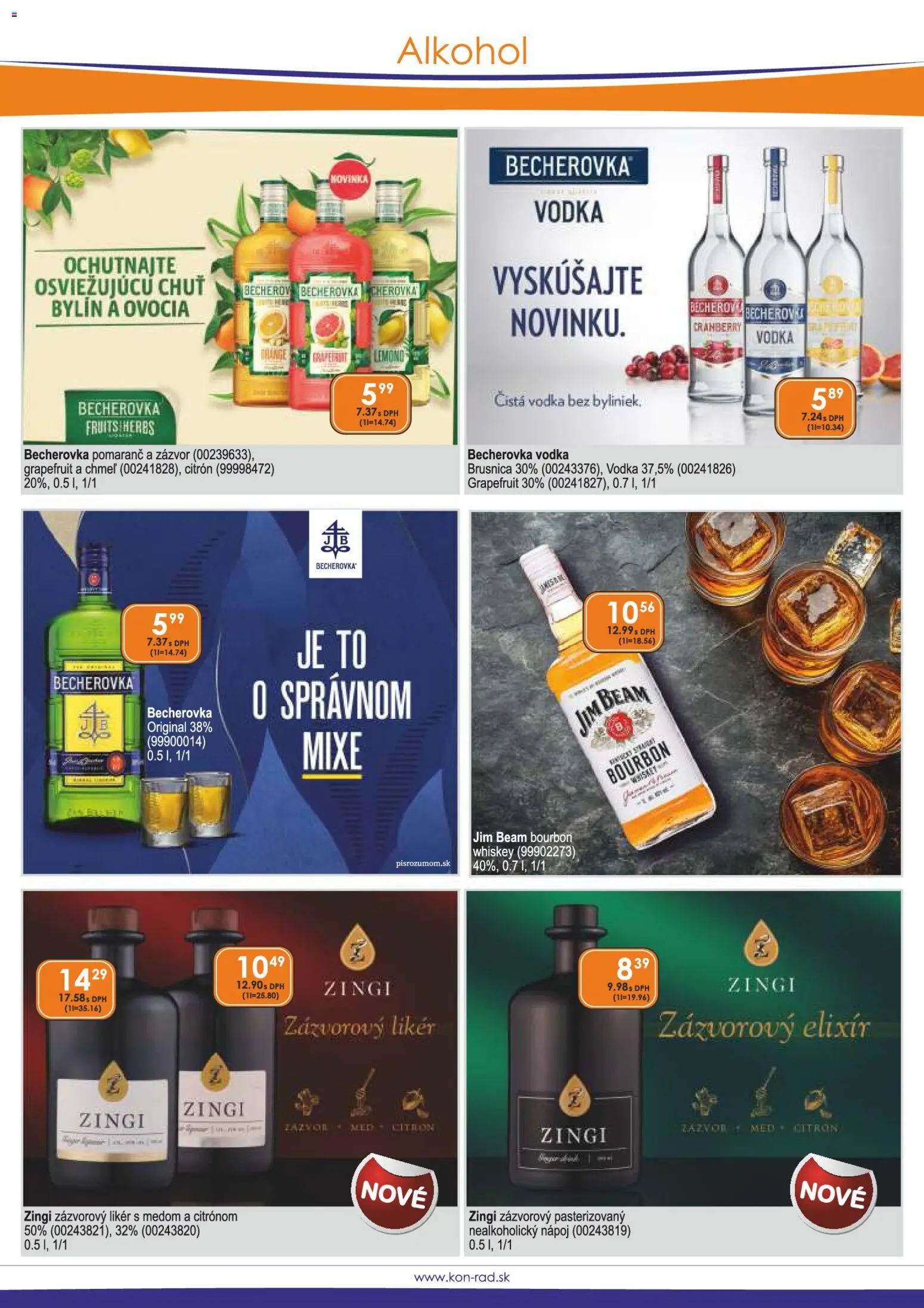 Nové KON - RAD akcie – leták je platný od 08.01.2026 | Strana: 4 | Produkty: Bourbon, Vodka, Grapefruit, Alkohol
