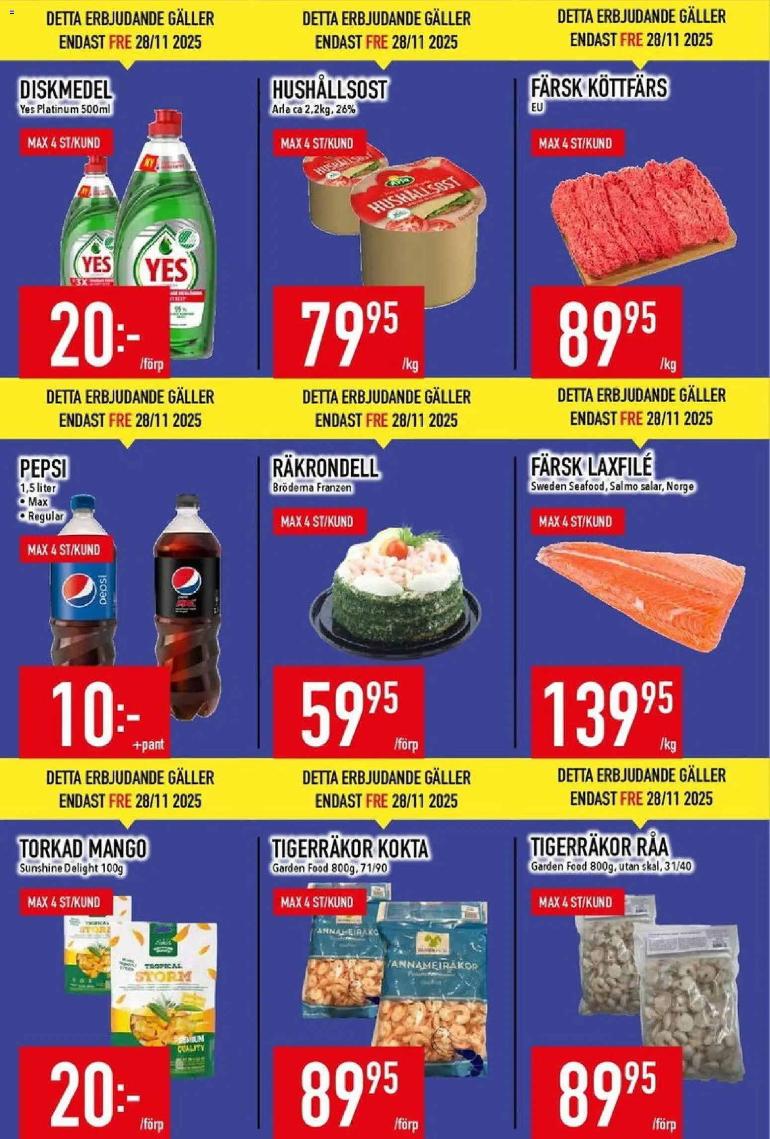 Matdax reklamblad aktuell från 24.11.2025 | Sida: 10 | Produkter: Diskmedel, Galler, Hushållsost, Mango