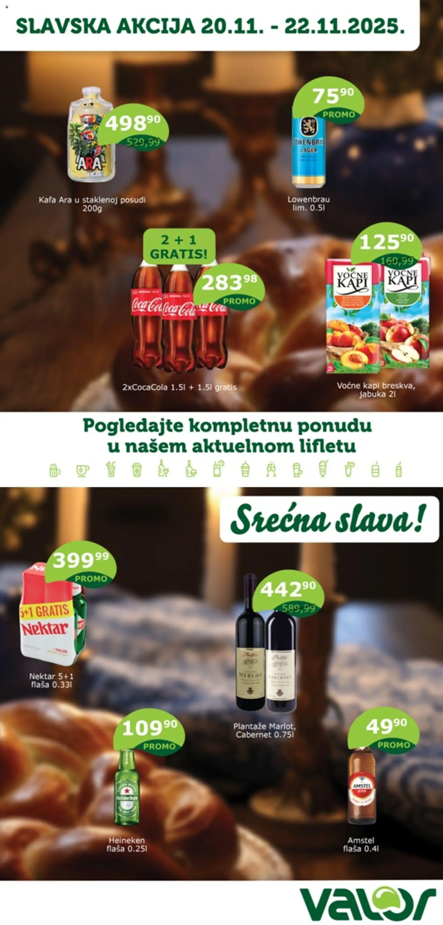 Valor katalog - važi od 20.11.2025 | Strana: 1 | Proizvode: Coca Cola, Heineken, Amstel, Nektar