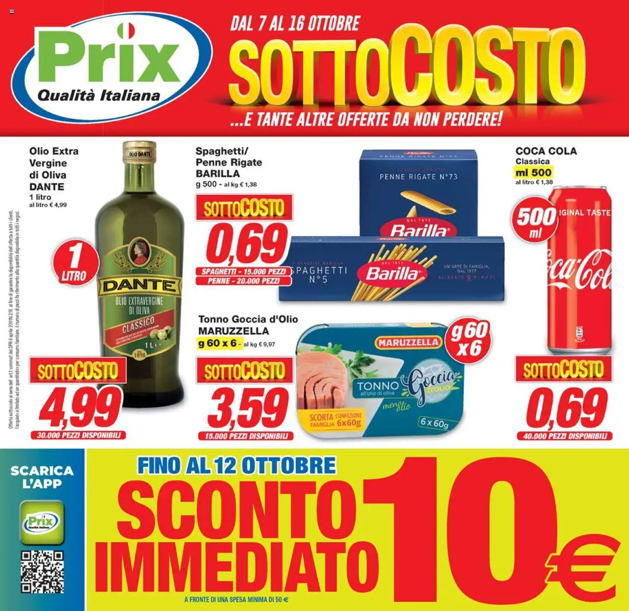 Volantino Prix del 07.10.2025 | Pagina: 1 | Prodotti: Olio, Tonno, Penne, Coca Cola