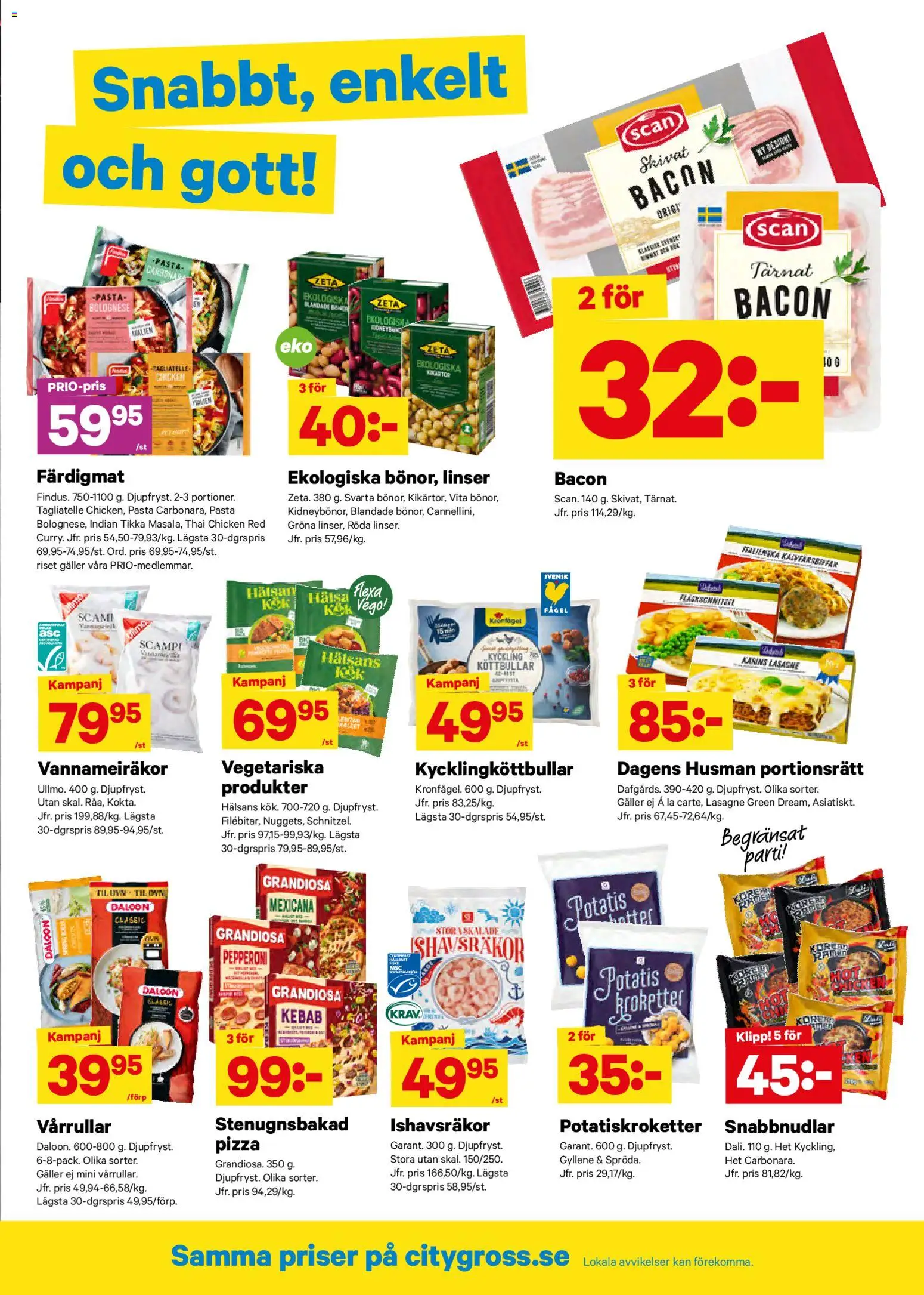 City Gross reklamblad aktuell från 26.01.2026 | Sida: 6 | Produkter: Bacon, Pizza, Potatis, Pasta