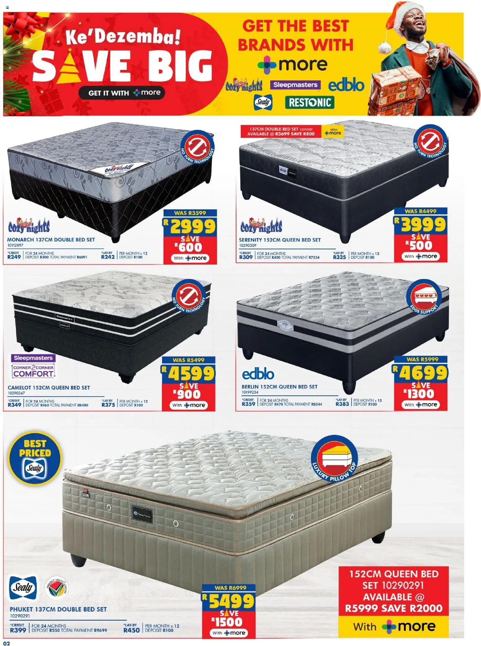 New Russells catalogue – valid from 02.12.2025 | Page: 2 | Products: Double bed, Queen bed, Bed, Pillow