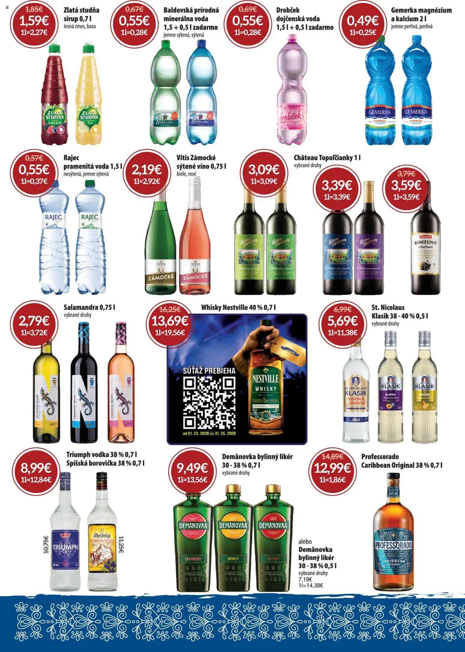 Nové Nitrazdroj akcie – leták je platný od 01.04.2026 | Strana: 6 | Produkty: Víno, Borovička, Vodka, Baldovská