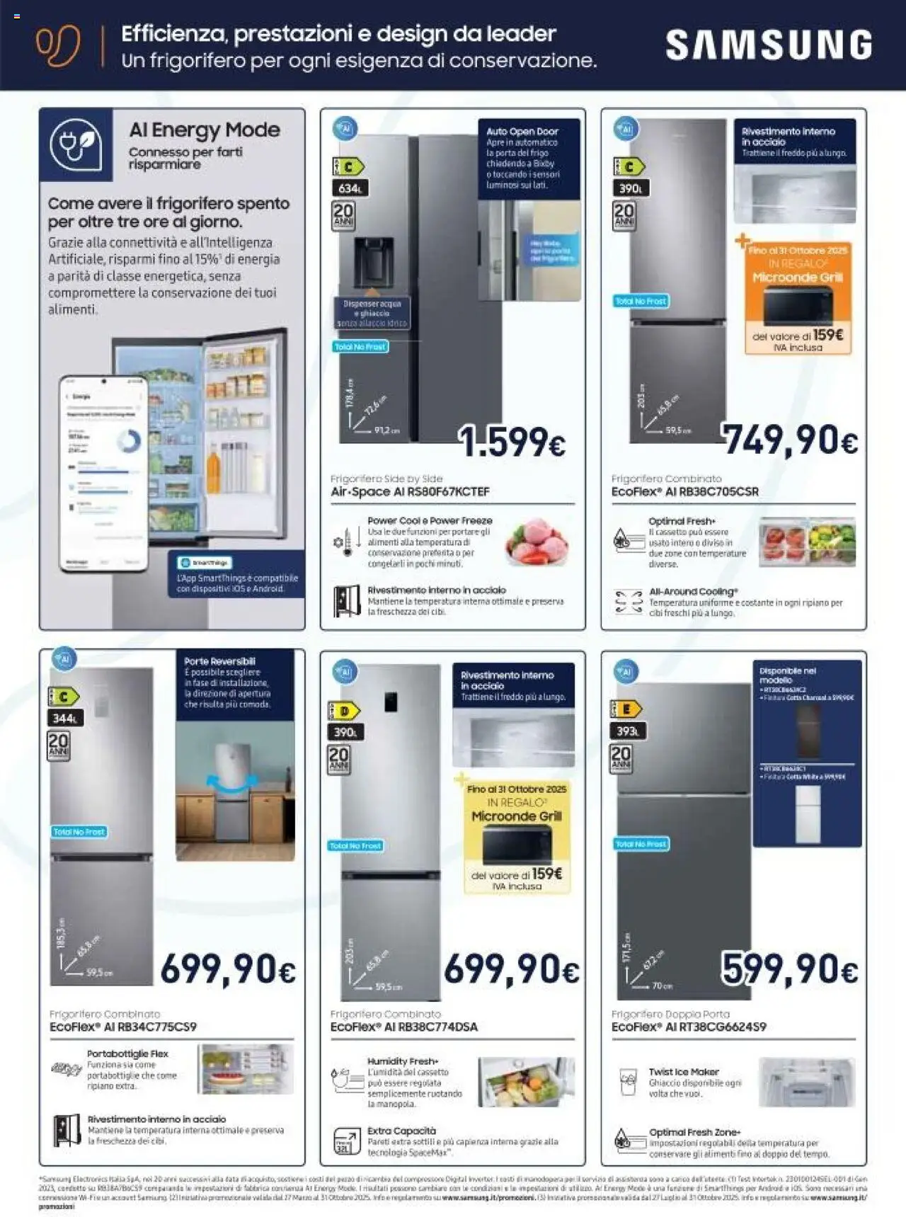 Volantino Unieuro del 03.10.2025 | Pagina: 30 | Prodotti: Ripiano, Microonde, Frigorifero, Samsung