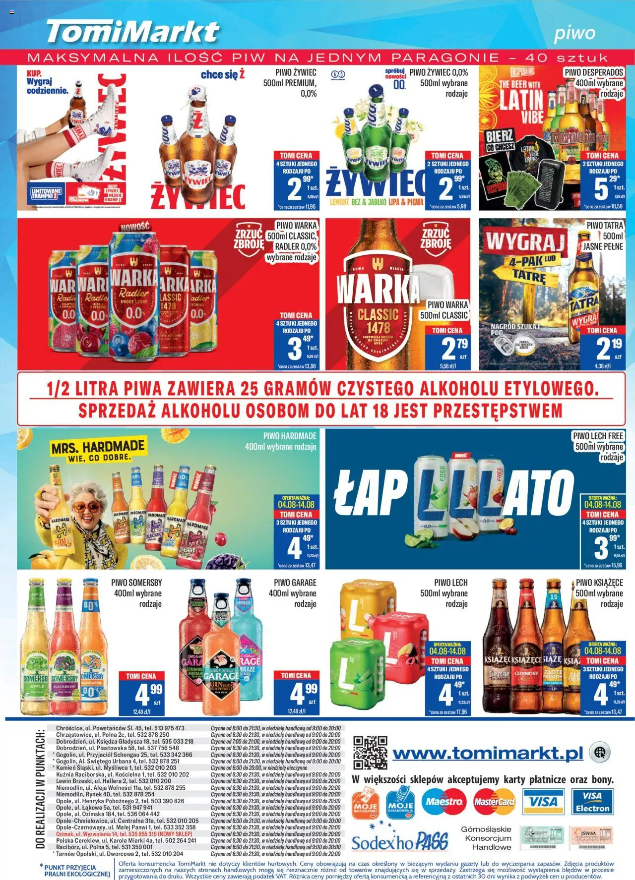 TomiMarkt Gazetka od 01.08.2025 | Strona: 8 | Produkty: Piwo Desperados, Piwo Warka, Piwo, Owoce