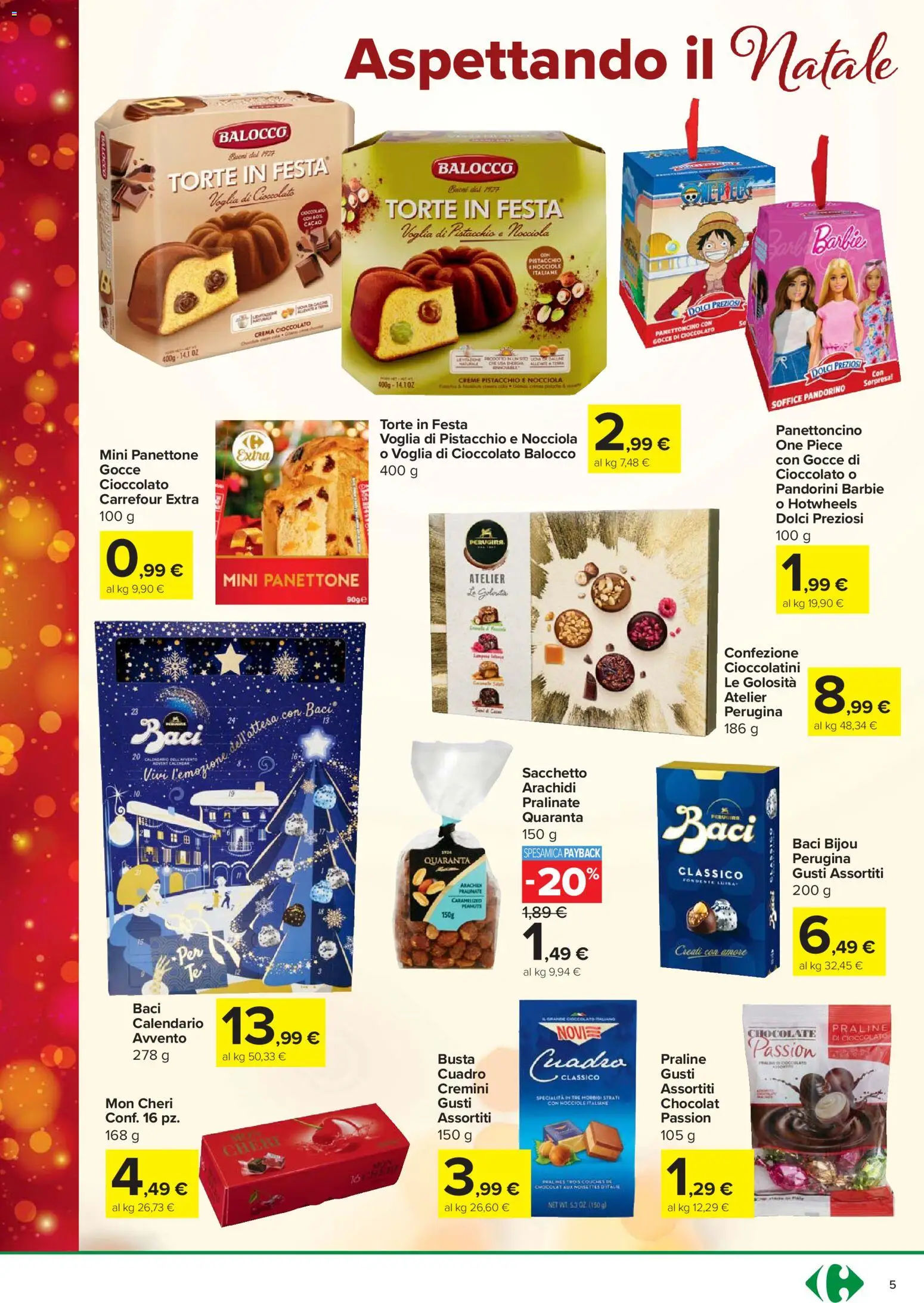 Volantino Carrefour del 20.11.2025 | Pagina: 5 | Prodotti: Crema, Panettone, Arachidi, Cioccolatini