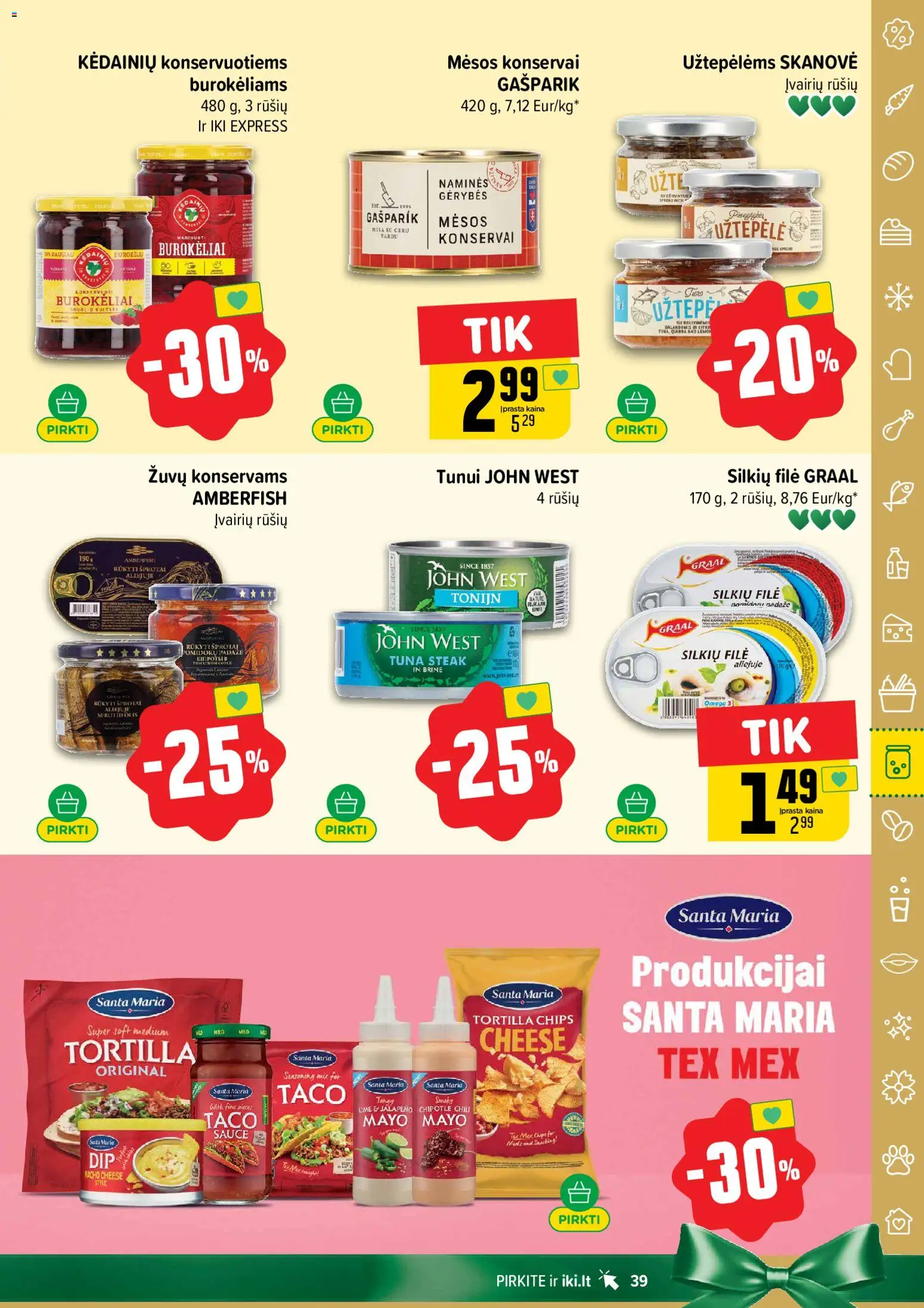 IKI akcijos nuo 10.11.2025 | Puslapis: 39 | Prekių: Silkių filė, Konservai