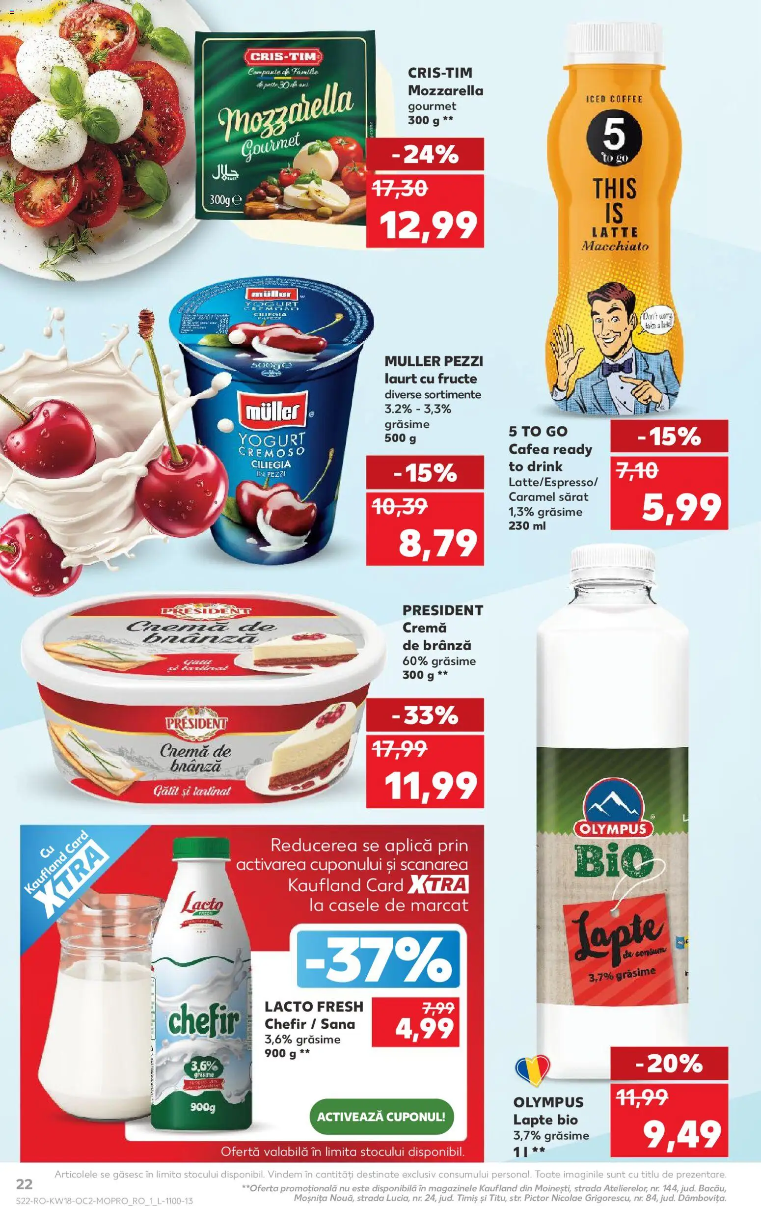 Noul catalog Kaufland – valabil de la 29.04.2026 | Pagină: 22 | Produse: Brânză, Kefir, Cremă de brânză, Fructe