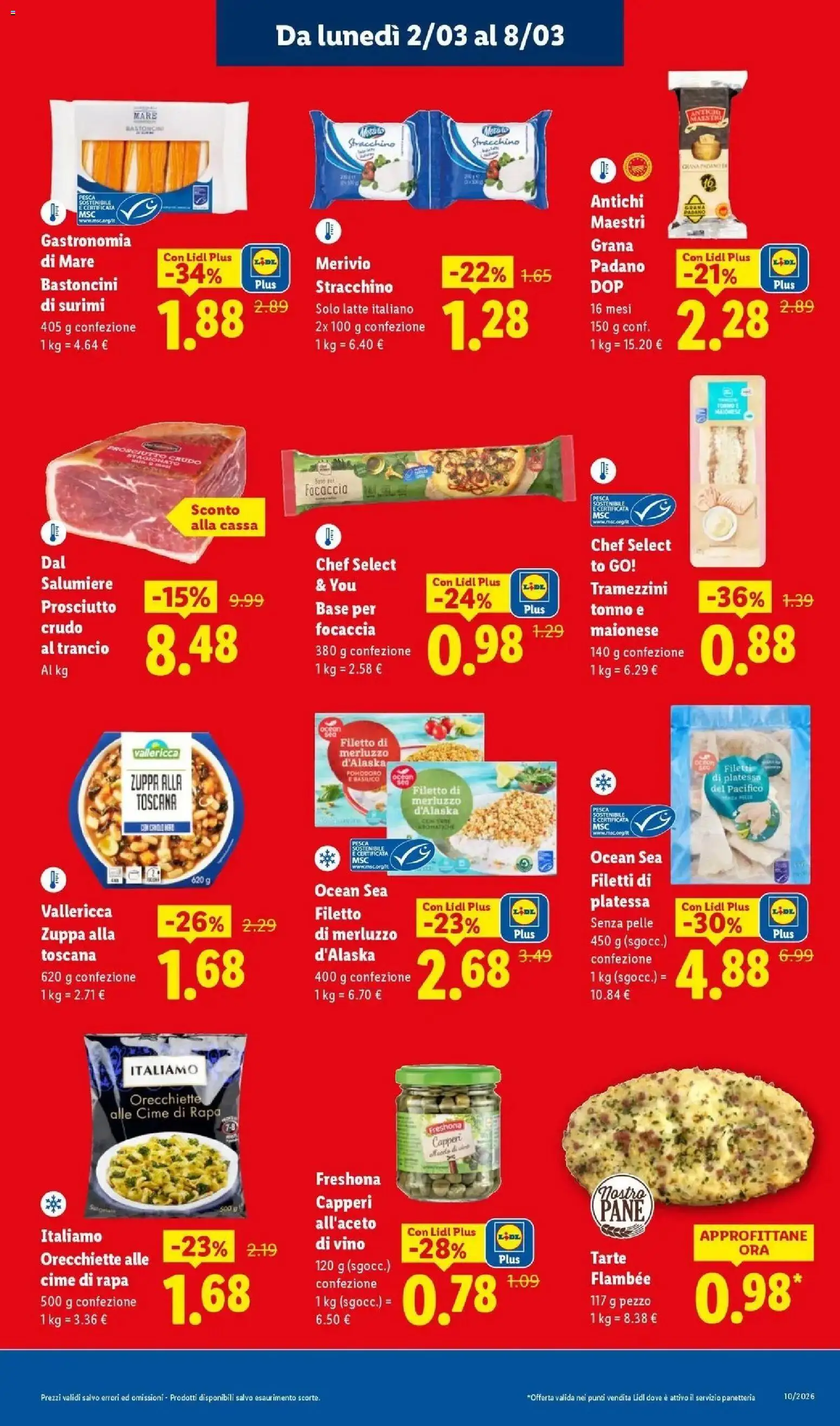 Volantino Lidl del 01.03.2026 | Pagina: 9 | Prodotti: Surimi, Pomodoro, Prosciutto, Orecchiette