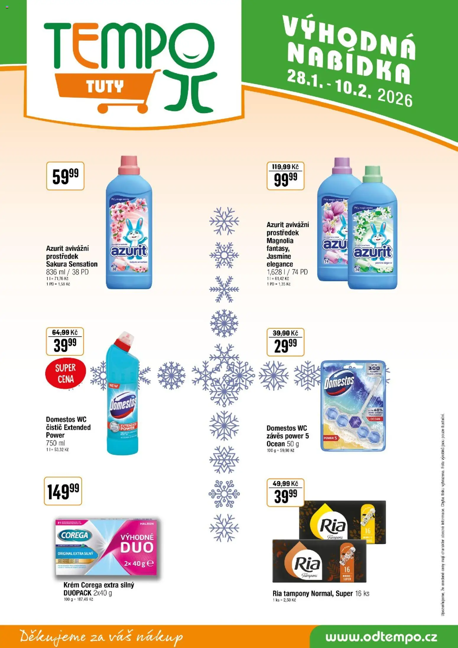 Tempo leták - Tuty od 28.01.2026 | Strana: 14 | Produkty: Corega, Závěs, Krém, Domestos