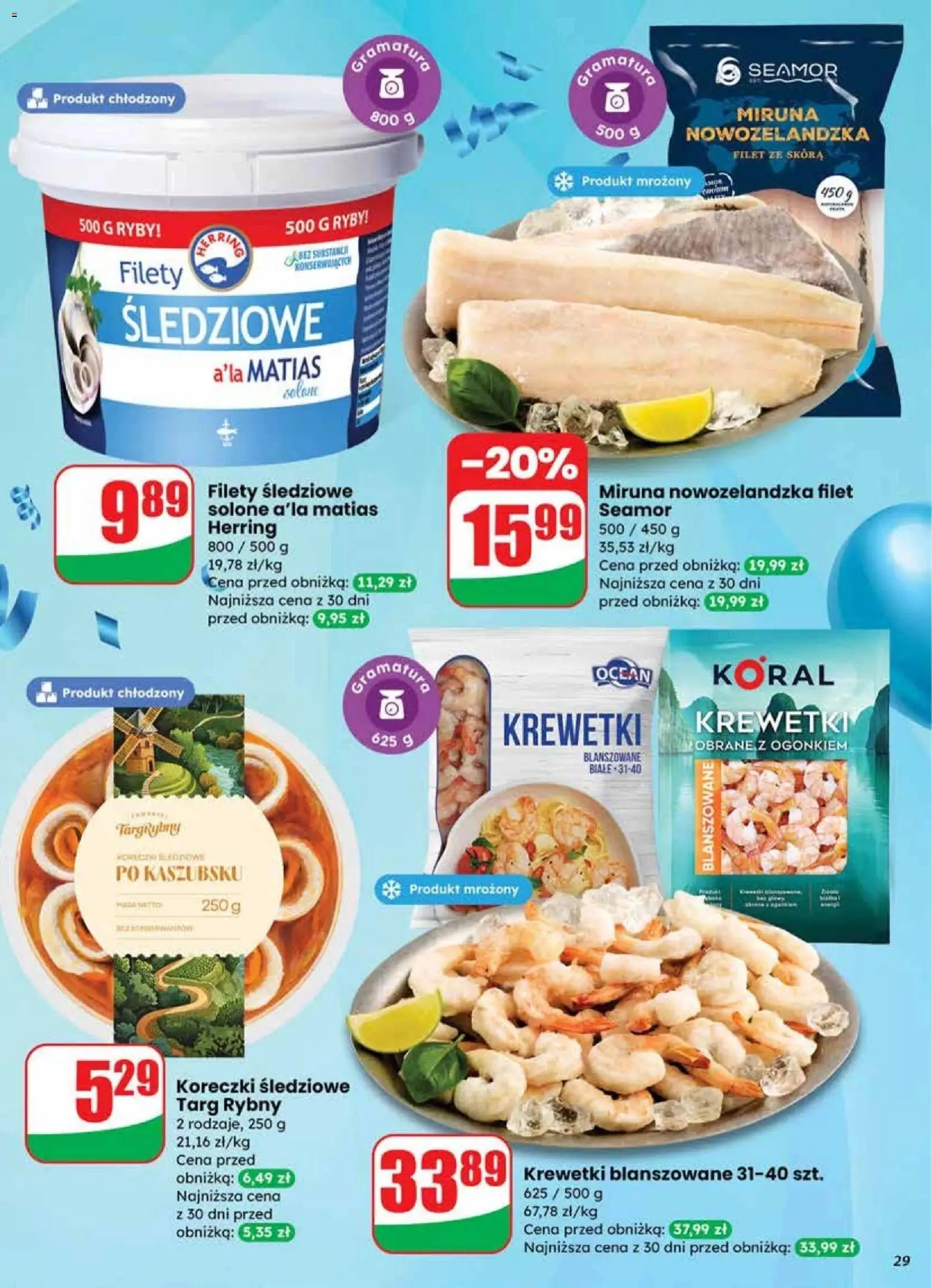 Dino Gazetka od 27.12.2025 | Strona: 29 | Produkty: Krewetki, Miruna, Ryby