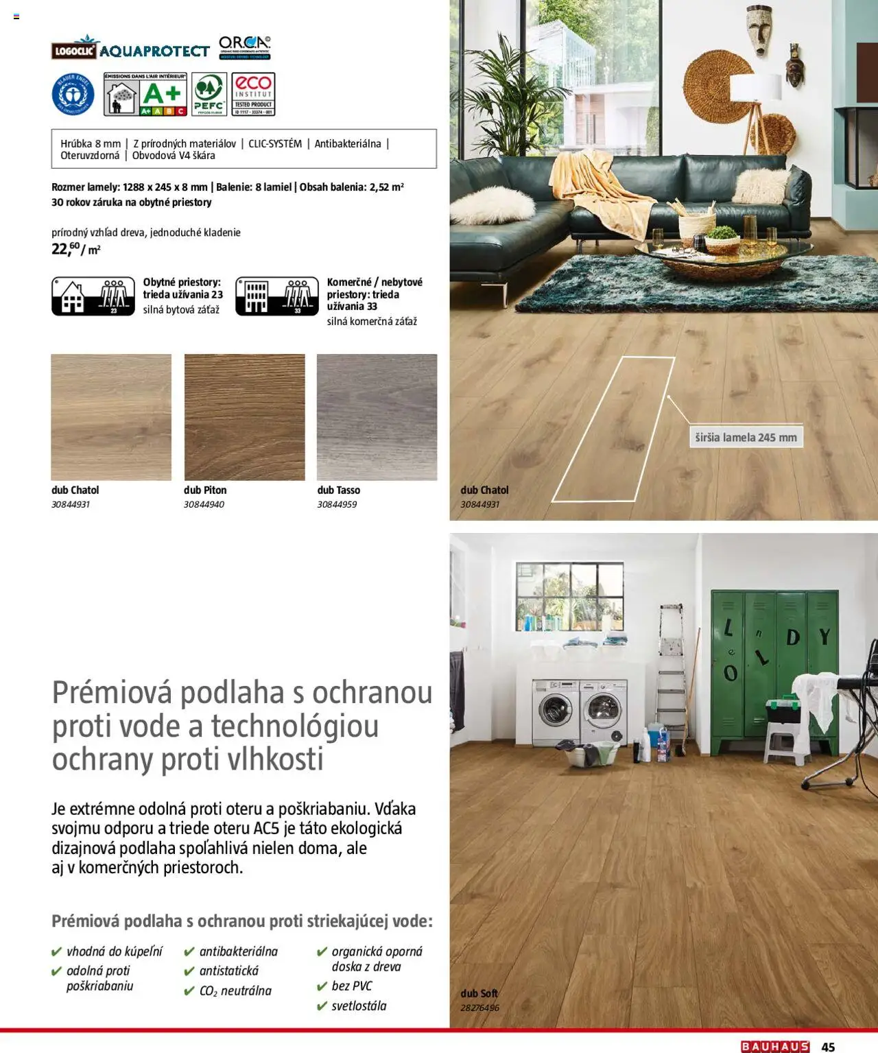 Bauhaus katalóg Podlahové krytiny │ platný od 04.08.2025 | Strana: 45 | Produkty: Lamely, Podlaha