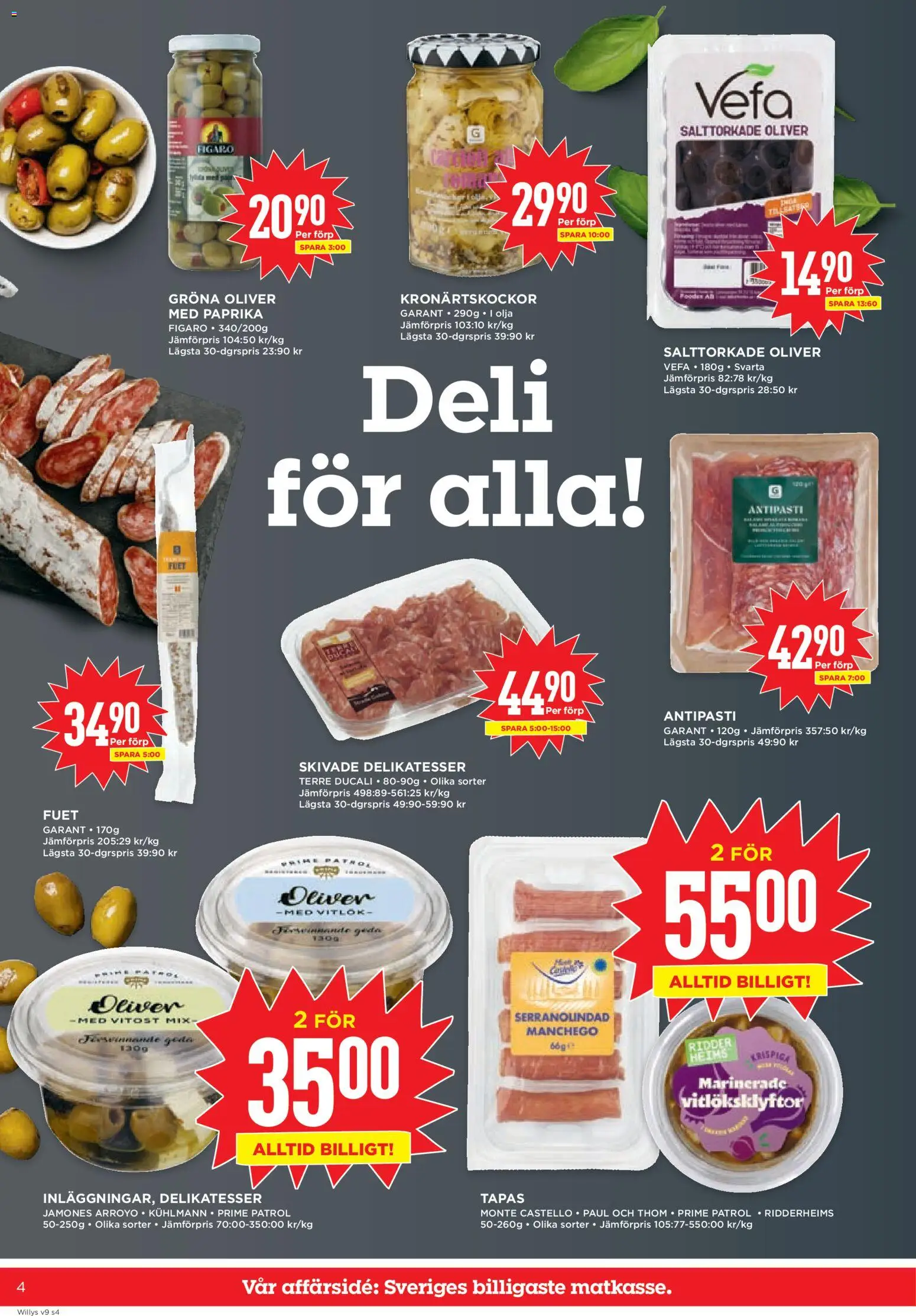 Willys reklamblad aktuell från 23.02.2026 | Sida: 4 | Produkter: Oliver, Olja, Vitlök