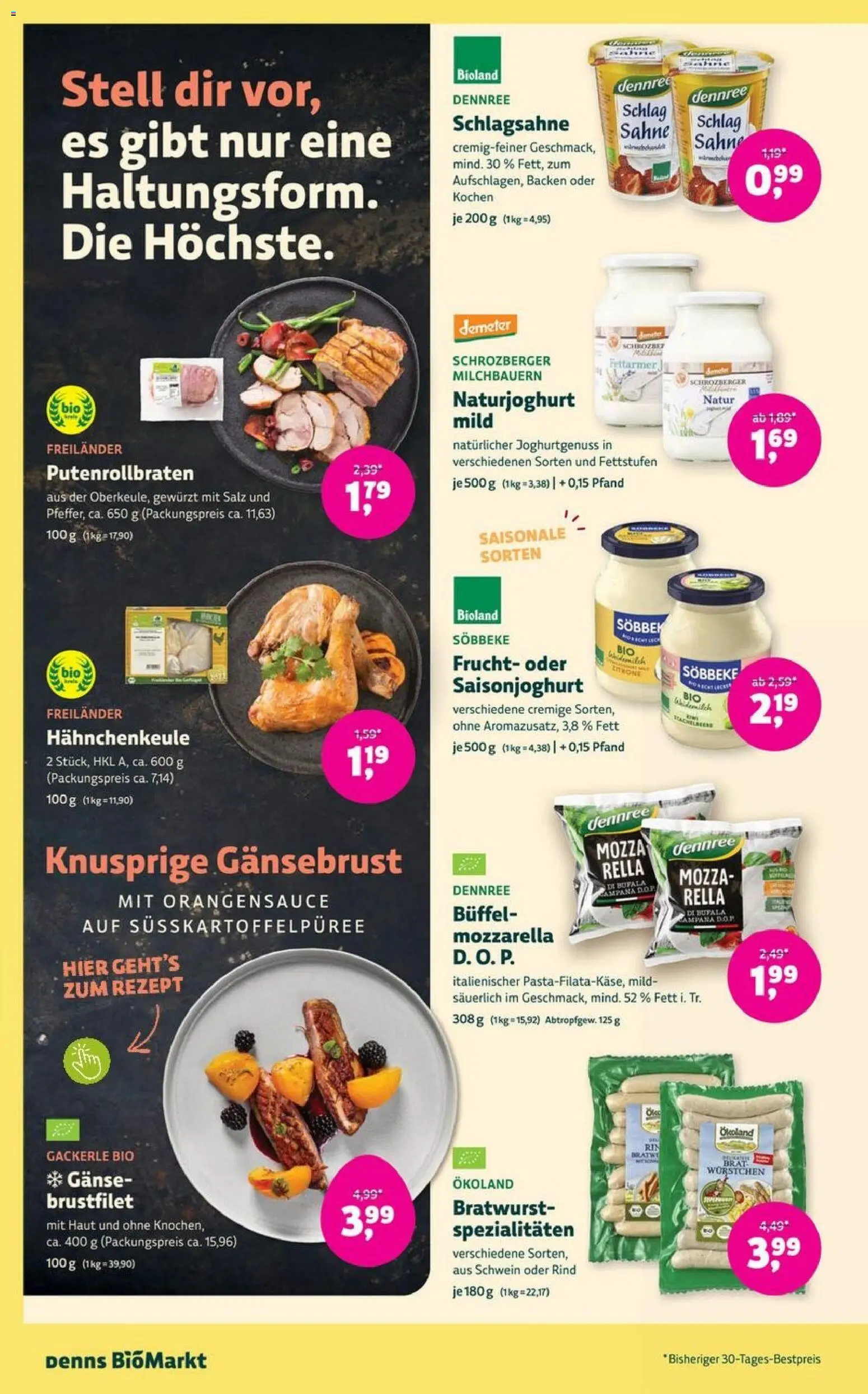 Denns BioMarkt Angebote – gültig ab 25.03.2026 | Seite: 8 | Produkte: Schlagsahne, Mozzarella, Bratwurst, Salz