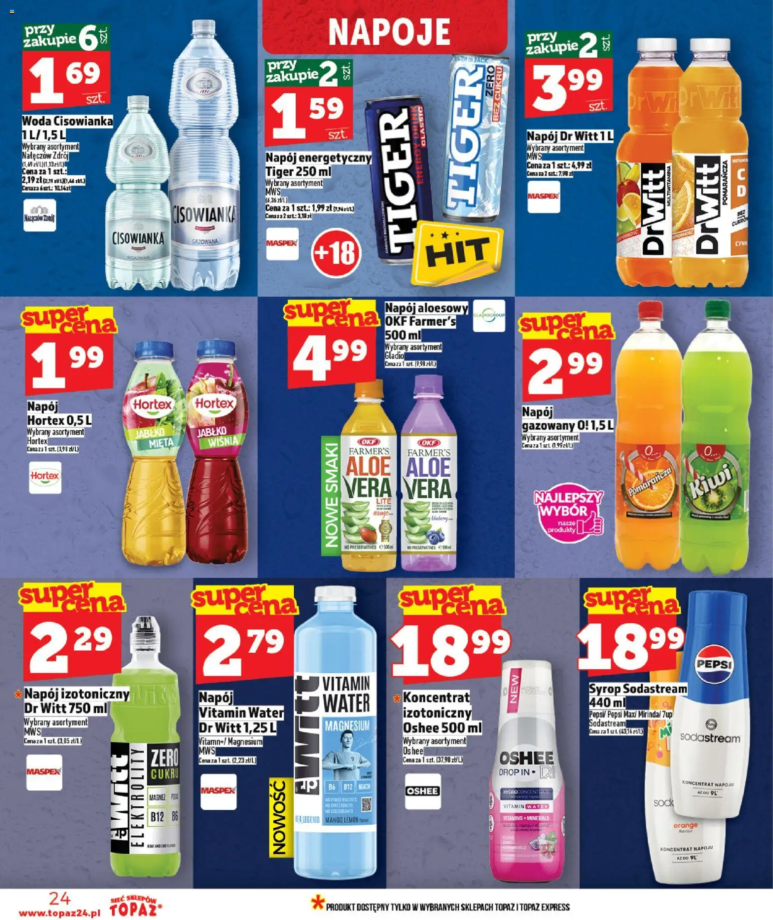 Topaz Gazetka - Ceny małe na stałe od 12.02.2026 | Strona: 24 | Produkty: Pepsi, Mięta, Woda, Sodastream