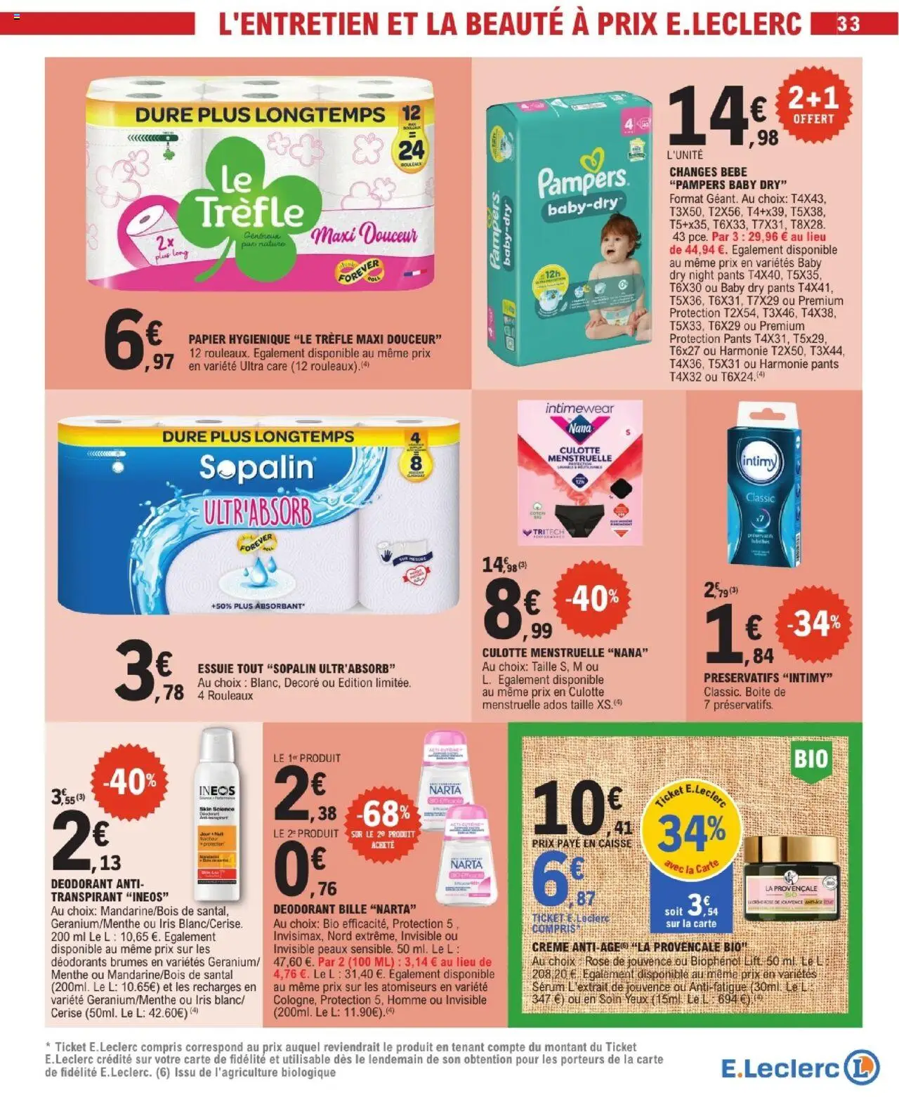 {H1} | Page: 33 | Produits: Menthe, Pampers, Coton, Crème
