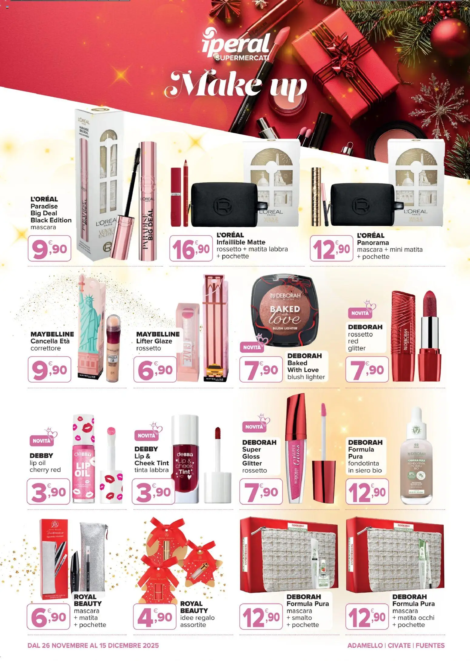 Volantino Iperal del 26.11.2025 | Pagina: 1 | Prodotti: Mascara, Rossetto, Fondotinta, Correttore