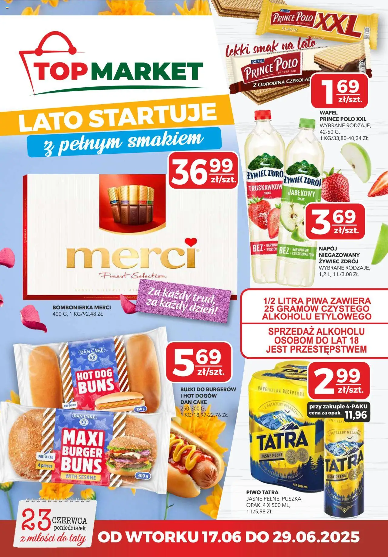 Top Market Gazetka od 17.06.2025 | Strona: 1 | Produkty: Top, Bombonierka, Merci, Piwo