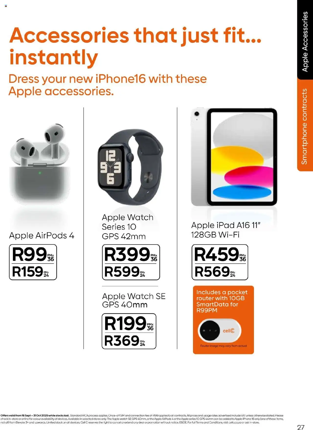 New Cell C catalogue – valid from 16.09.2025 | Page: 27 | Products: Sim, Router, Smartphone, Stock